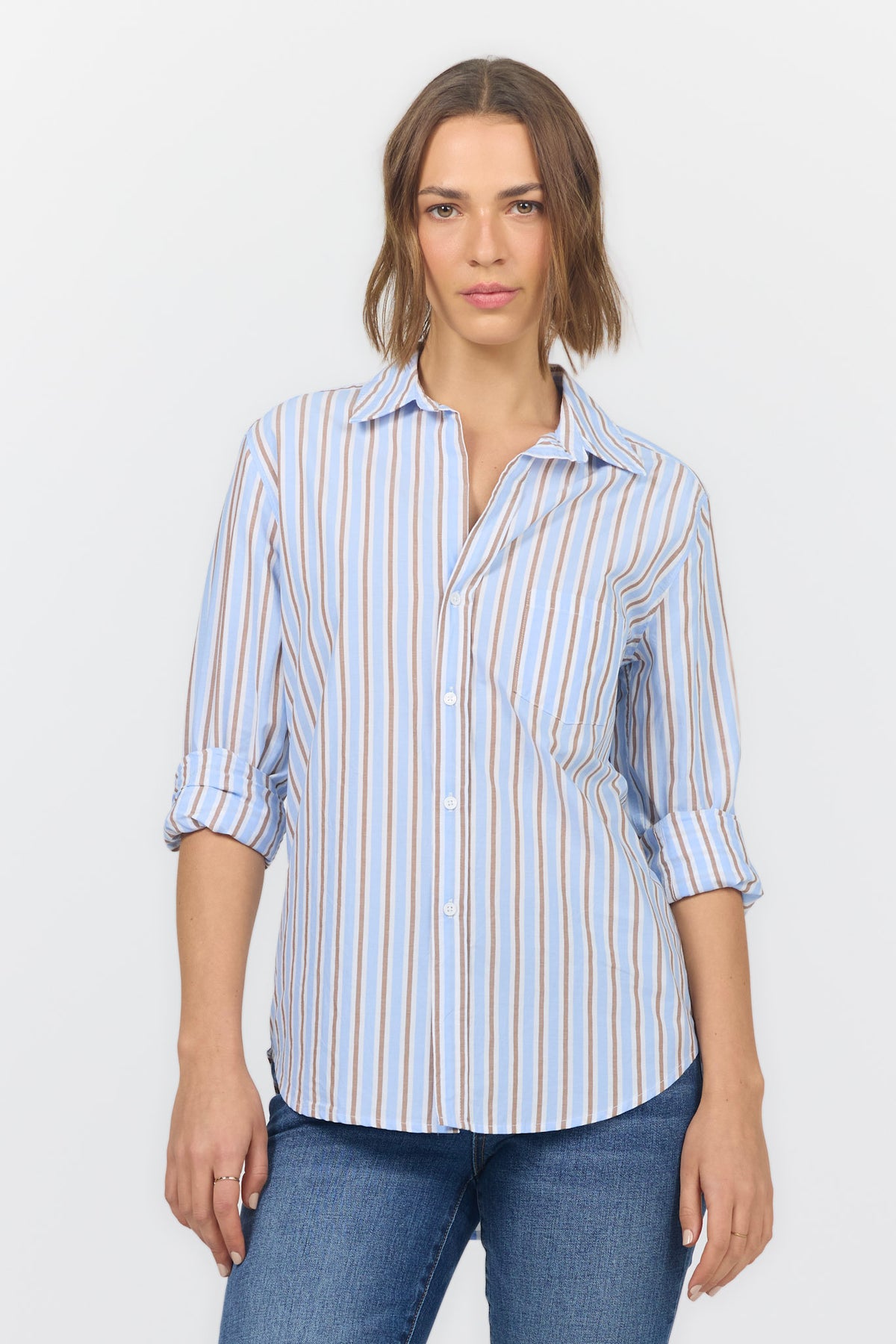 GALINA SHIRT CAMPUS BLUE STRIPE — Dear John Denim
