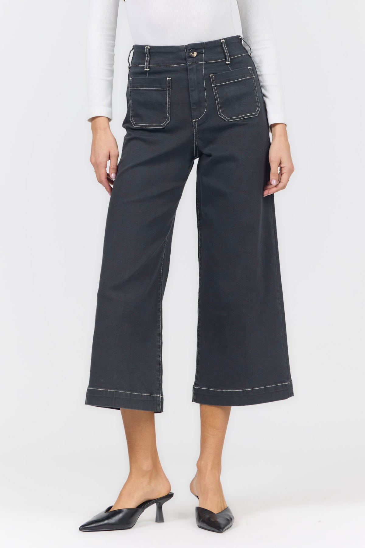 AUDREY WIDE LEG JEAN WASHED BLACK — Dear John Denim