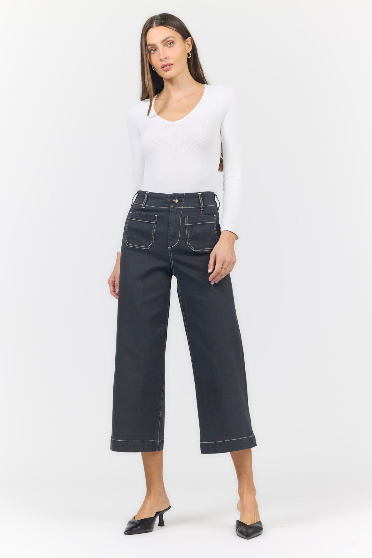 AUDREY WIDE LEG JEAN WASHED BLACK — Dear John Denim