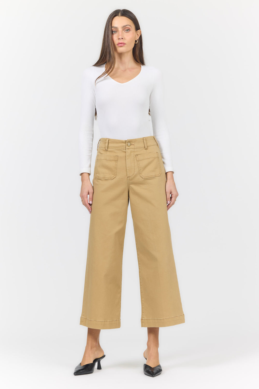 AUDREY WIDE LEG JEAN KHAKI