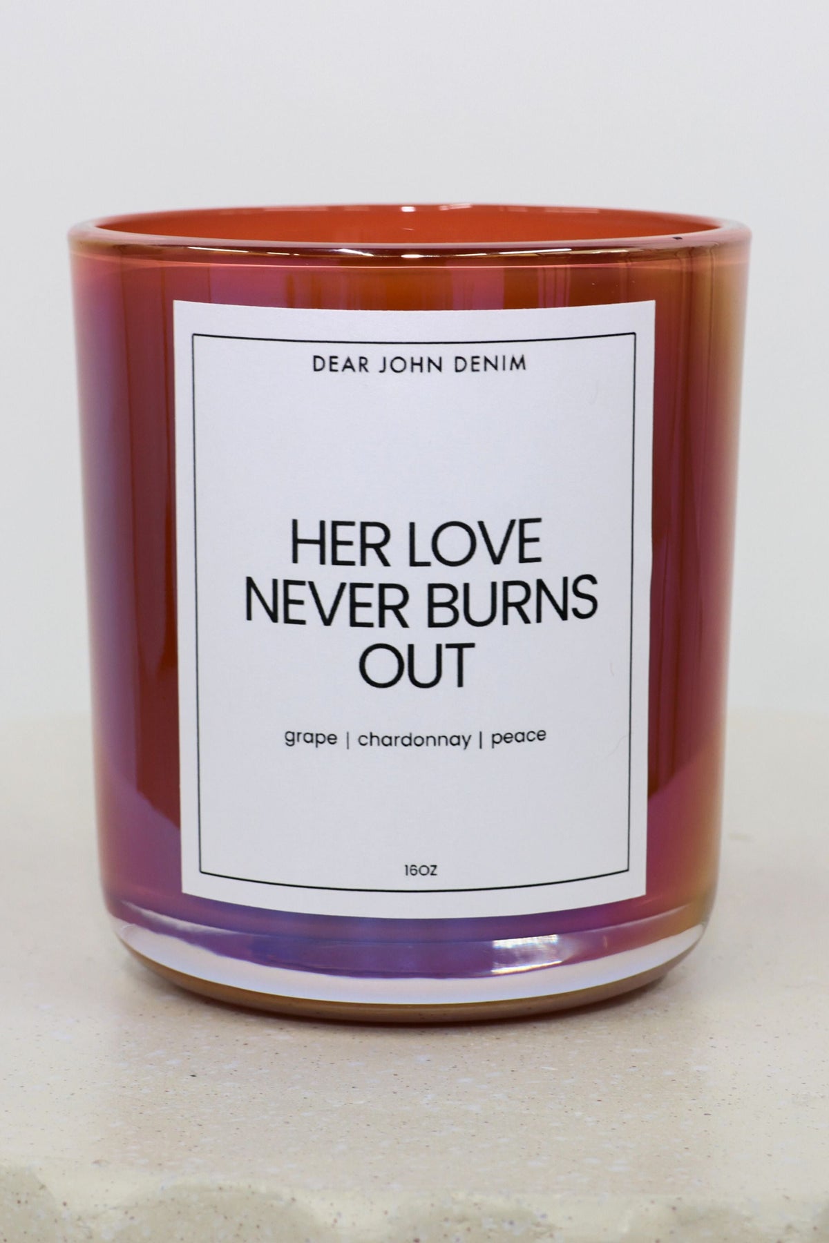 HER LOVE NEVER BURNS OUT CANDLE — Dear John Denim