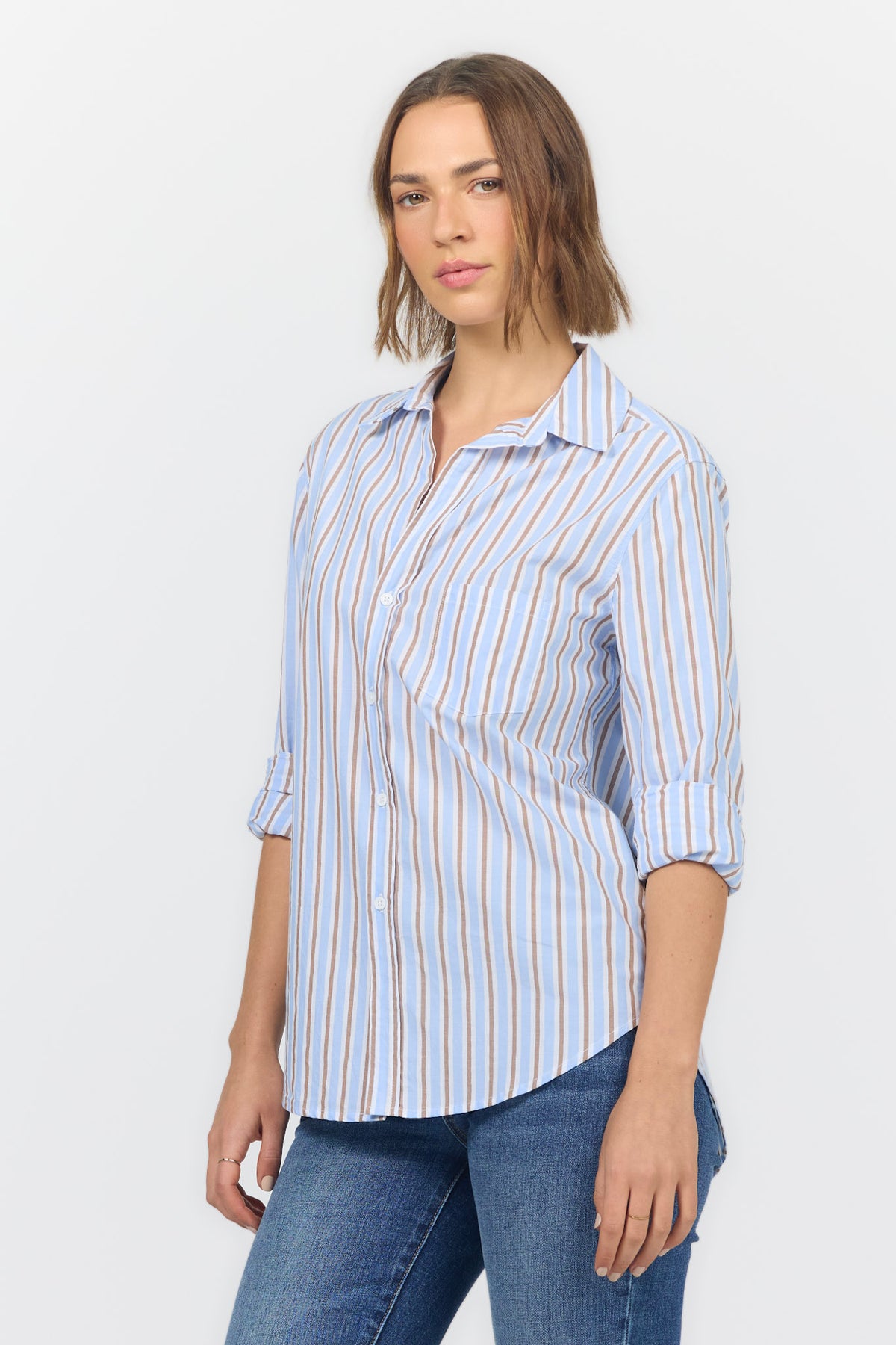 GALINA SHIRT CAMPUS BLUE STRIPE — Dear John Denim