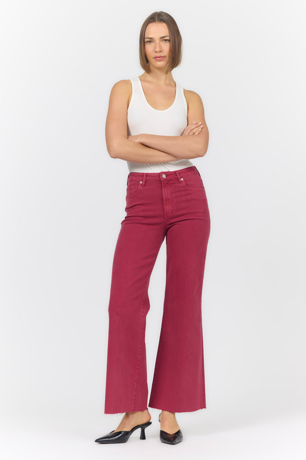 FIONA WIDE LEG JEAN TIBETAN RED