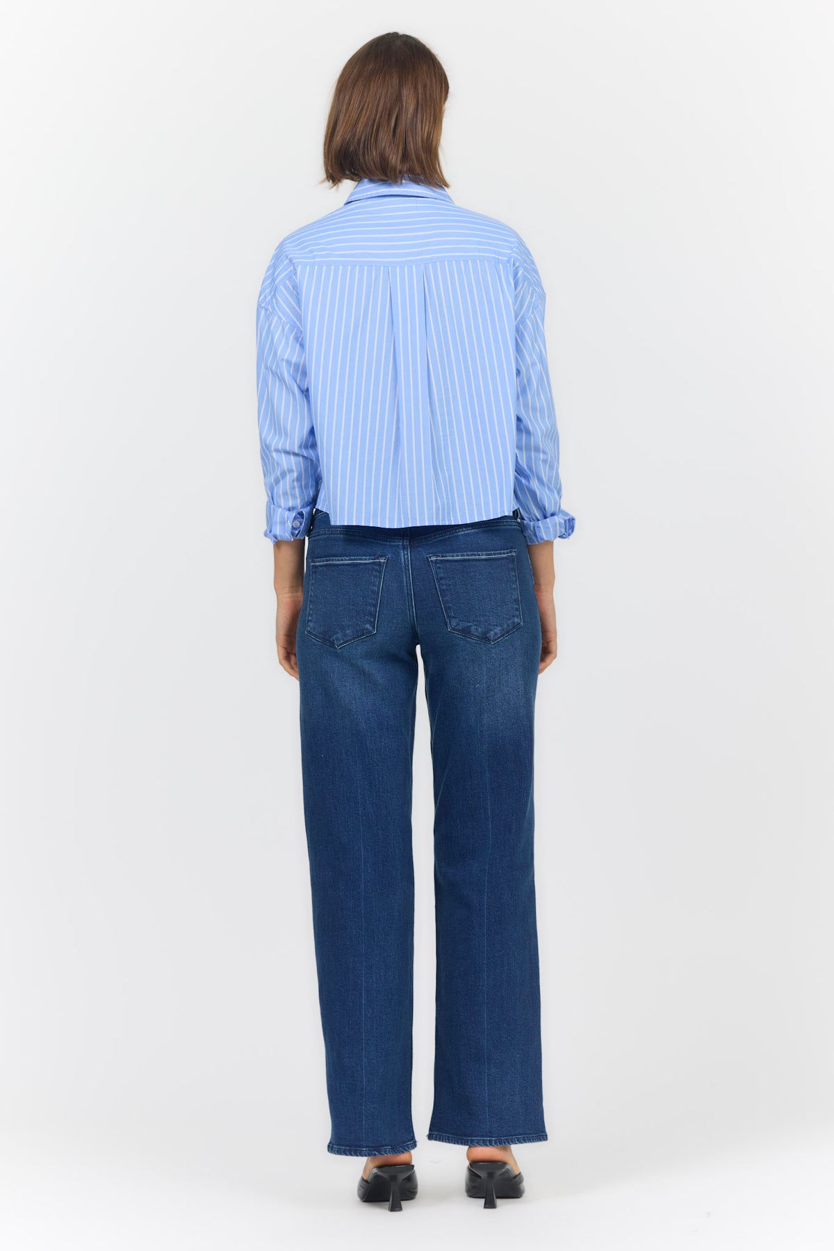 CROPPED SHIRT VARSITY STRIPE BLUE — Dear John Denim
