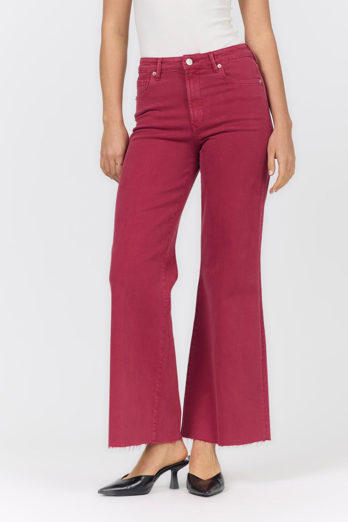 FIONA WIDE LEG JEAN TIBETAN RED — Dear John Denim