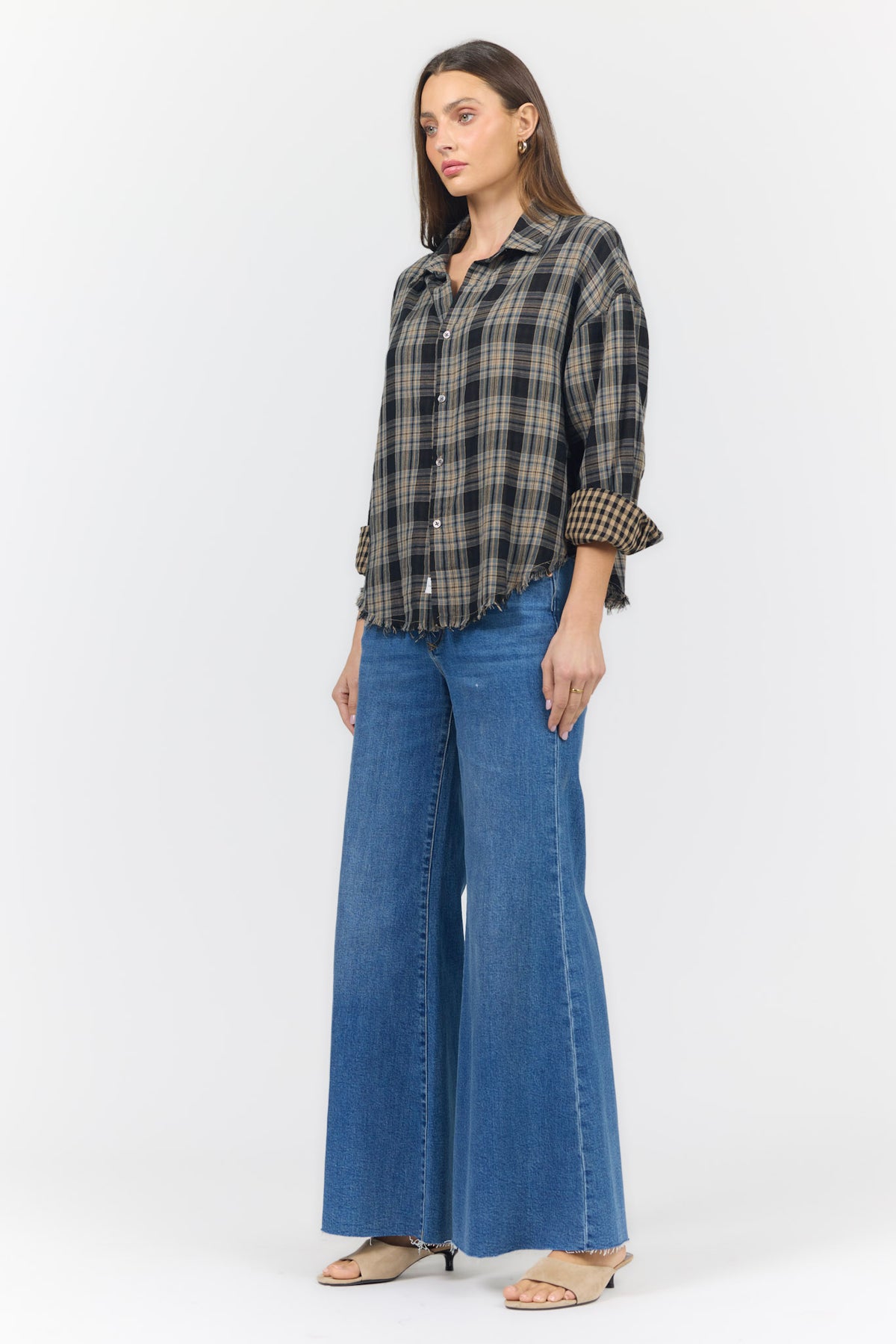 ADRIANNA SHIRT MIDNIGHT LECTURE PLAID — Dear John Denim