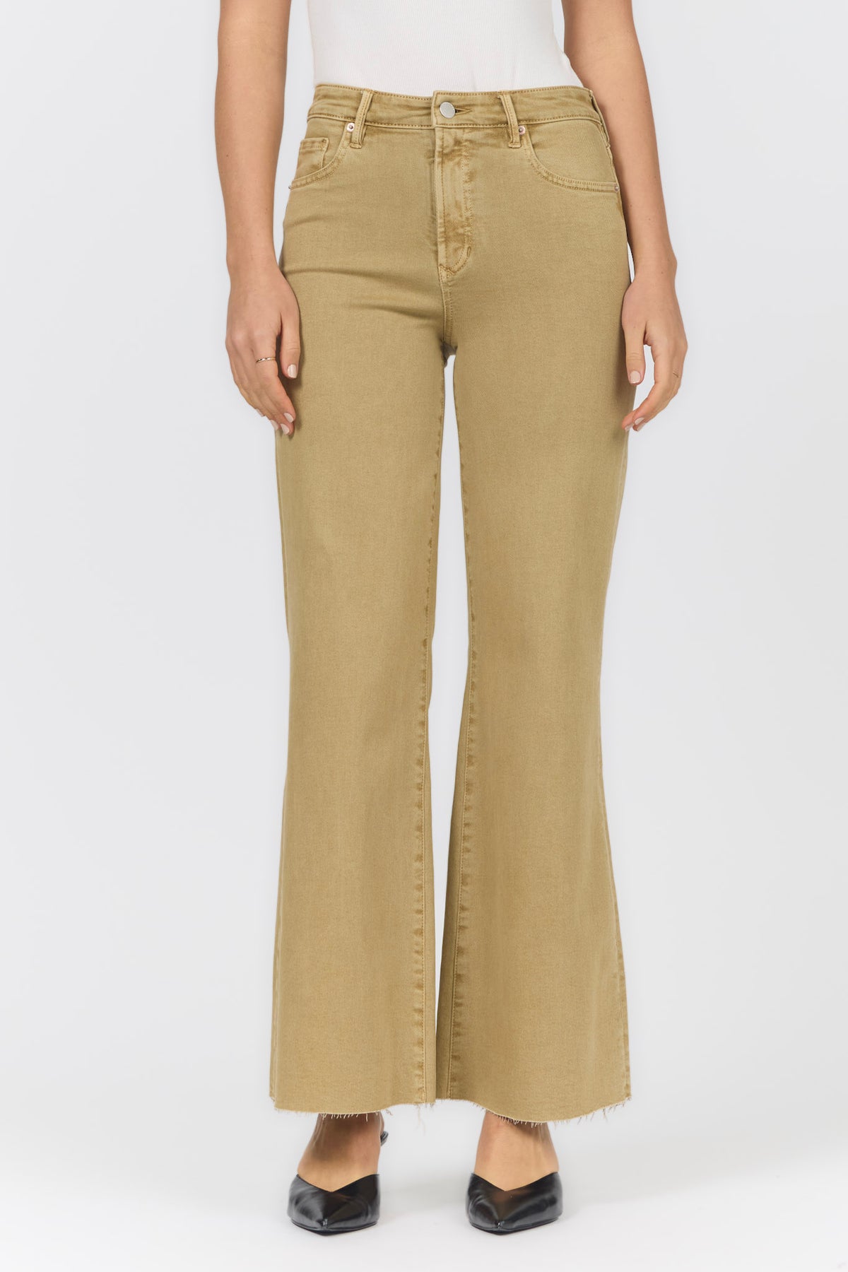FIONA WIDE LEG JEAN KHAKI — Dear John Denim