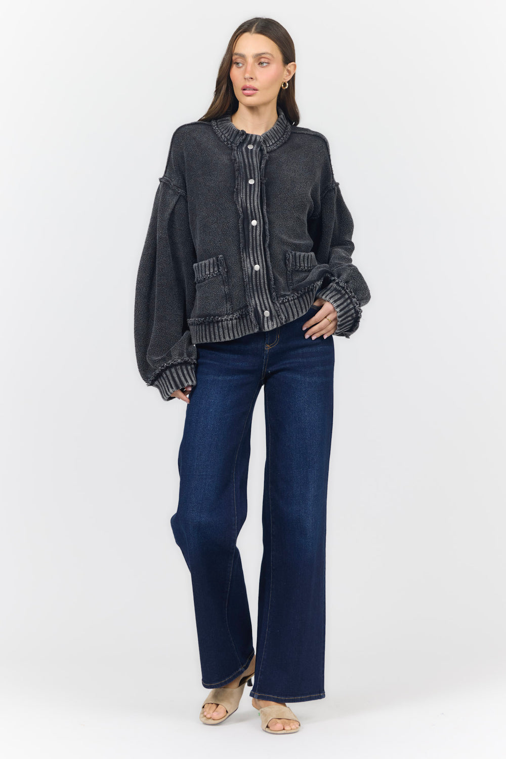REESE CARDIGAN WASHED BLACK