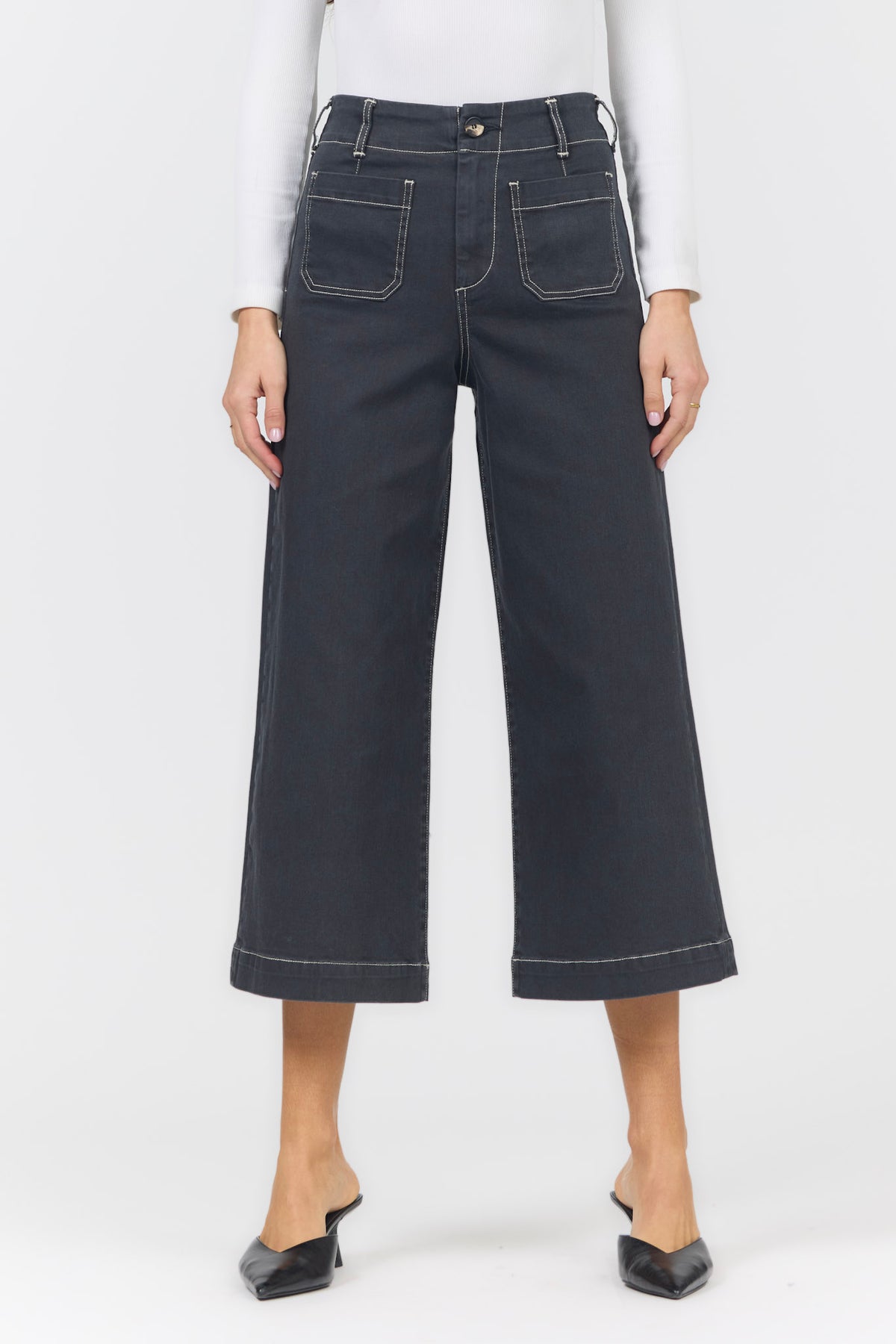 AUDREY WIDE LEG JEAN WASHED BLACK — Dear John Denim