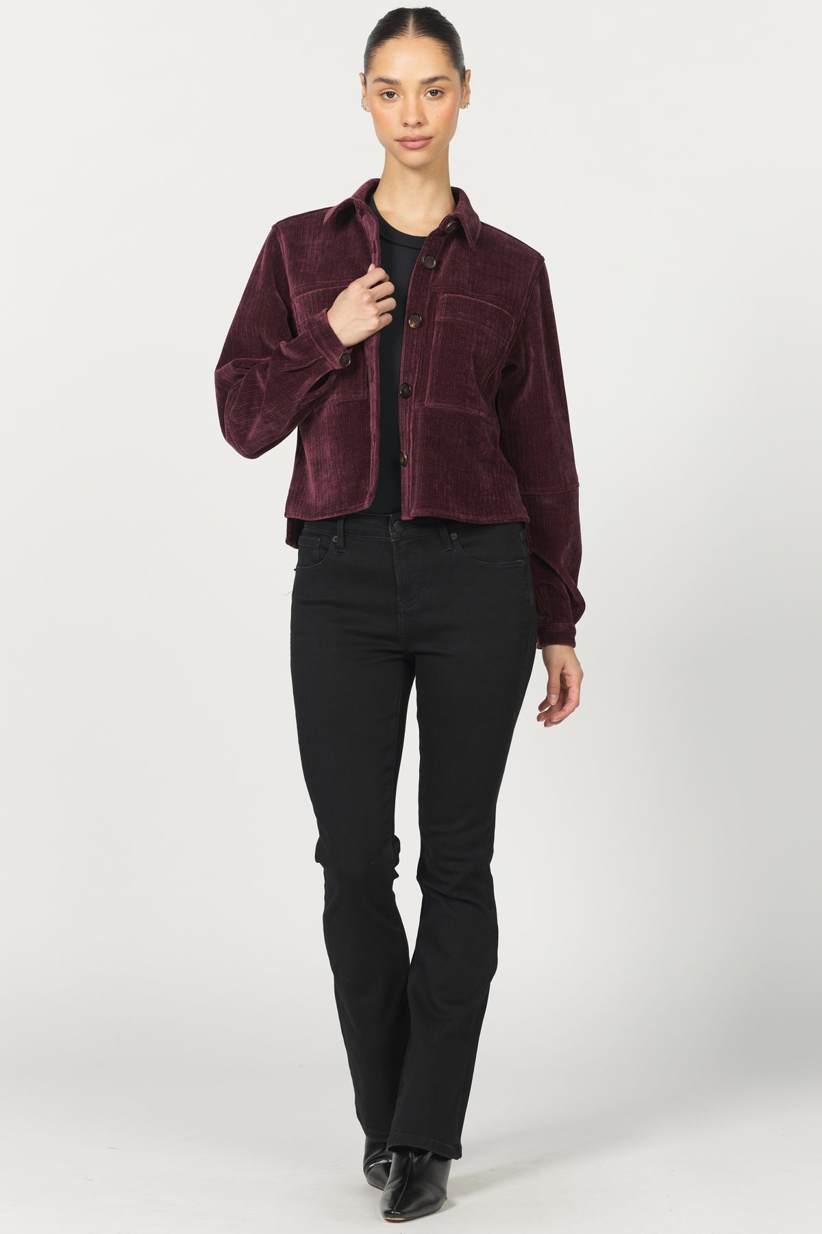 CROPPED GINA LONG SLEEVE JACKETS FIG FULL — Dear John Denim
