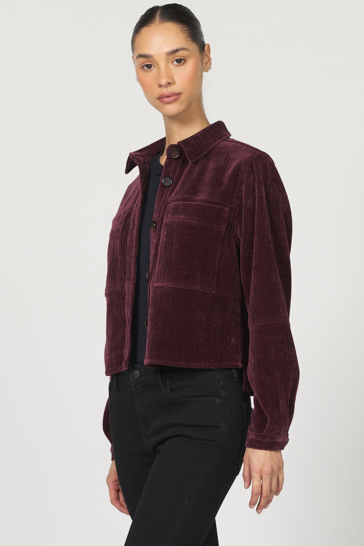 CROPPED GINA LONG SLEEVE JACKETS FIG SIDE — Dear John Denim