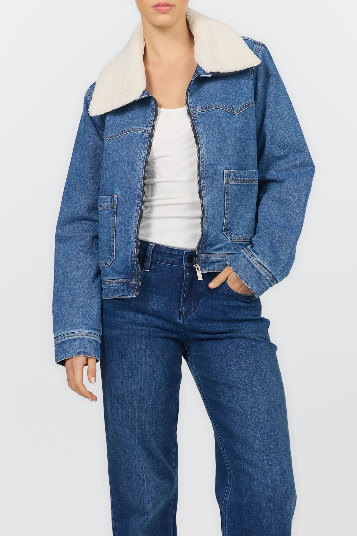 WAVERLY JACKET HEIRLOOM BLUE FRONT — Dear John Denim