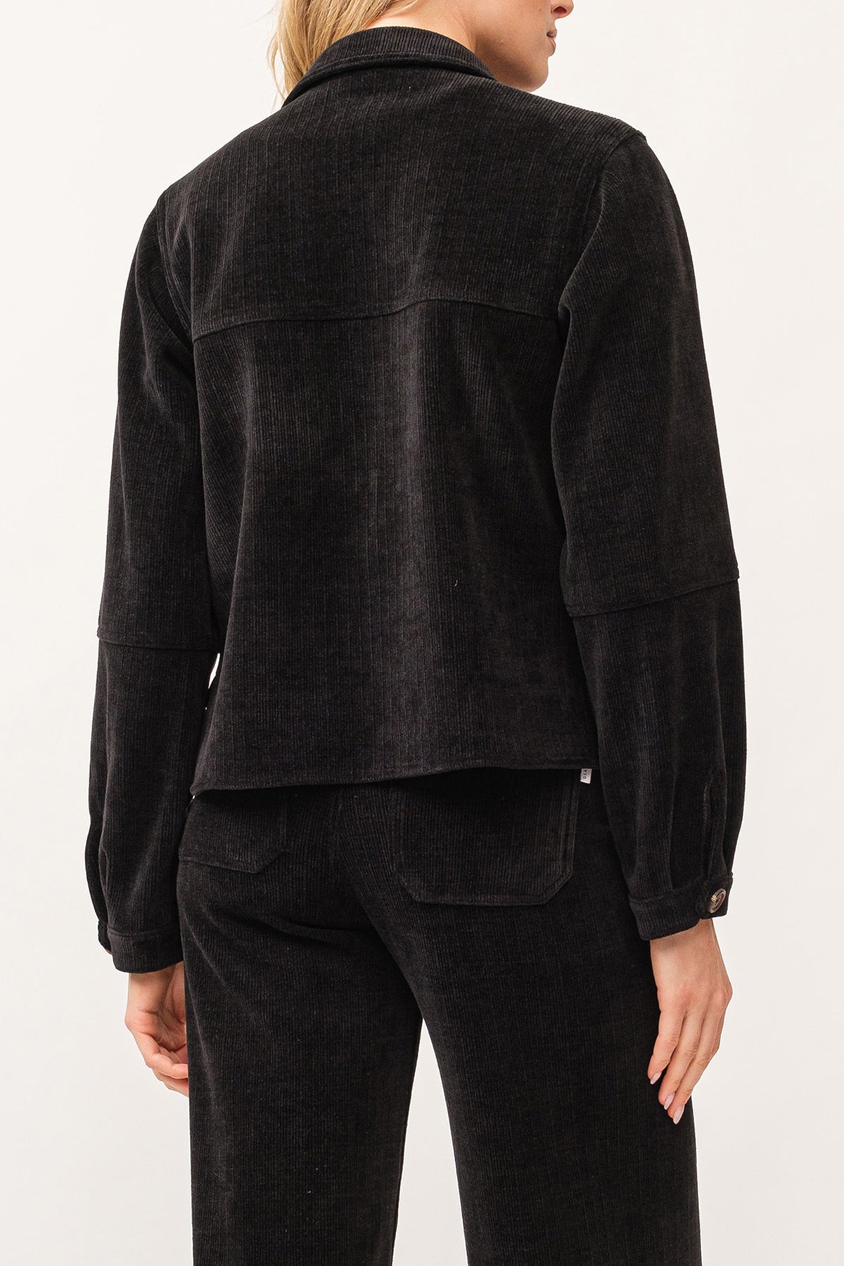 CROPPED GINA LONG SLEEVE JACKETS BLACK BACK — Dear John Denim
