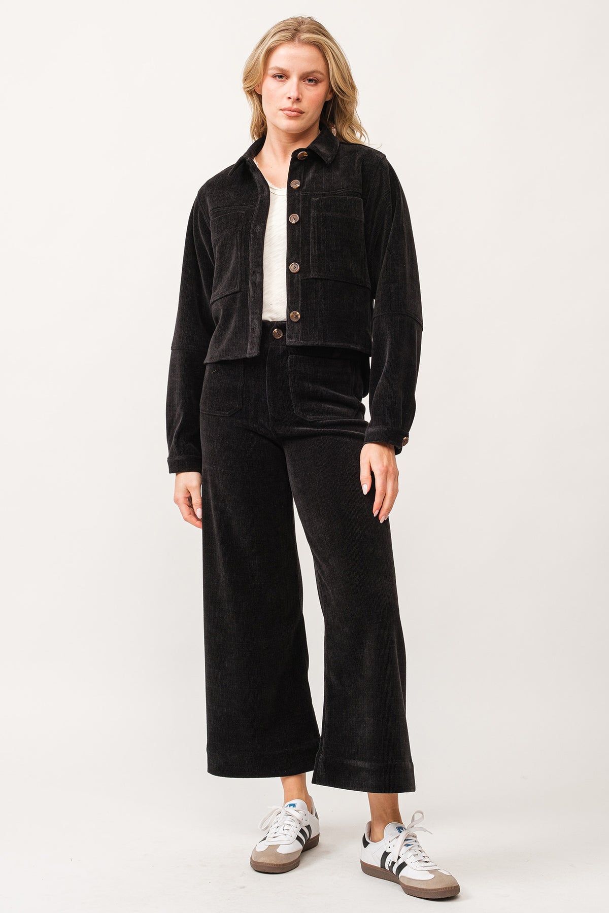 CROPPED GINA LONG SLEEVE JACKETS BLACK FULL — Dear John Denim