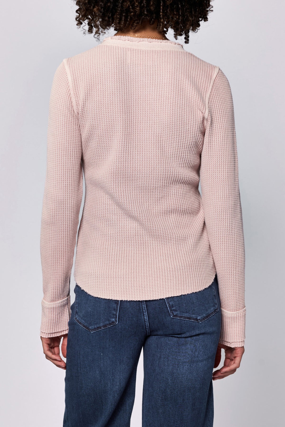 LUNA V NECK LONG SLEEVE TEES SEPIA ROSE BACK — Dear John Denim