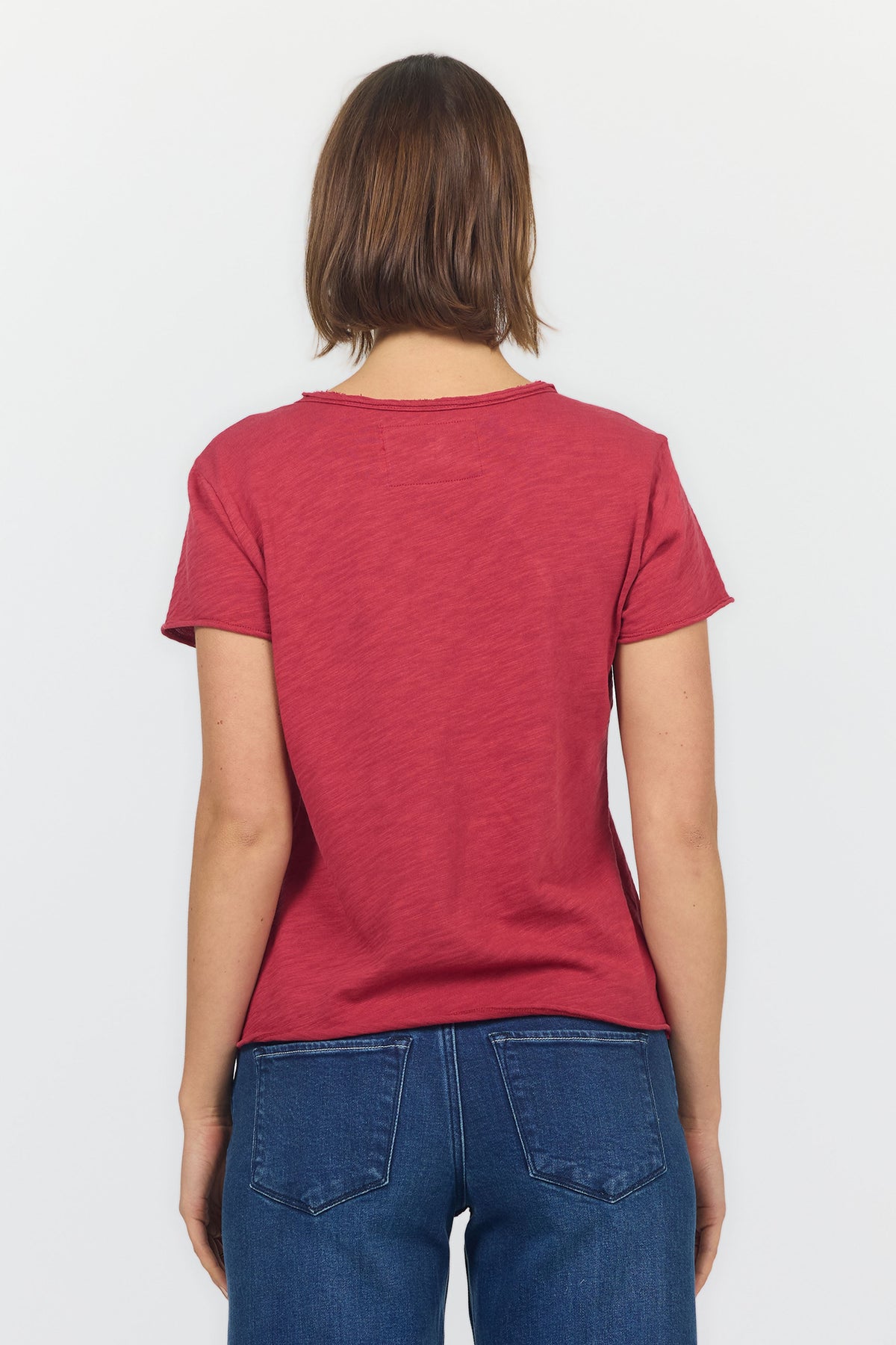 VANYA SHORT SLEEVE TEE GARNET BACK — Dear John Denim