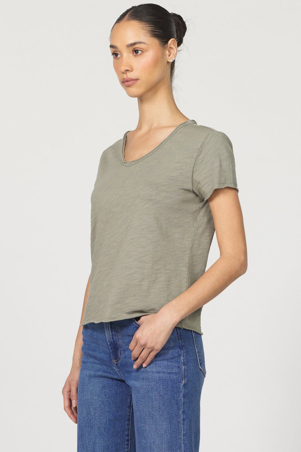 VANYA SHORT SLEEVE TEE VETIVER SIDE — Dear John Denim