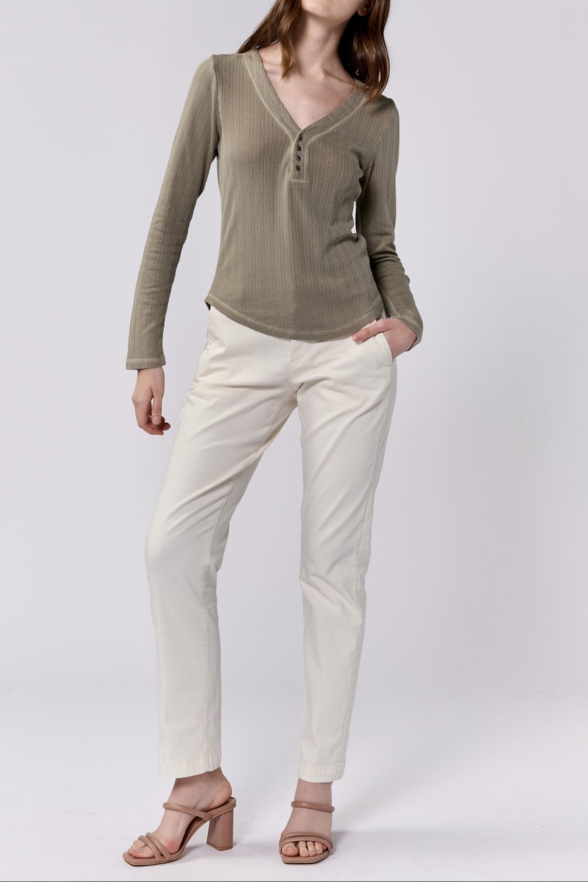 cortado-long-sleeve-fitted-henley-top-vetiver — Dear John Denim