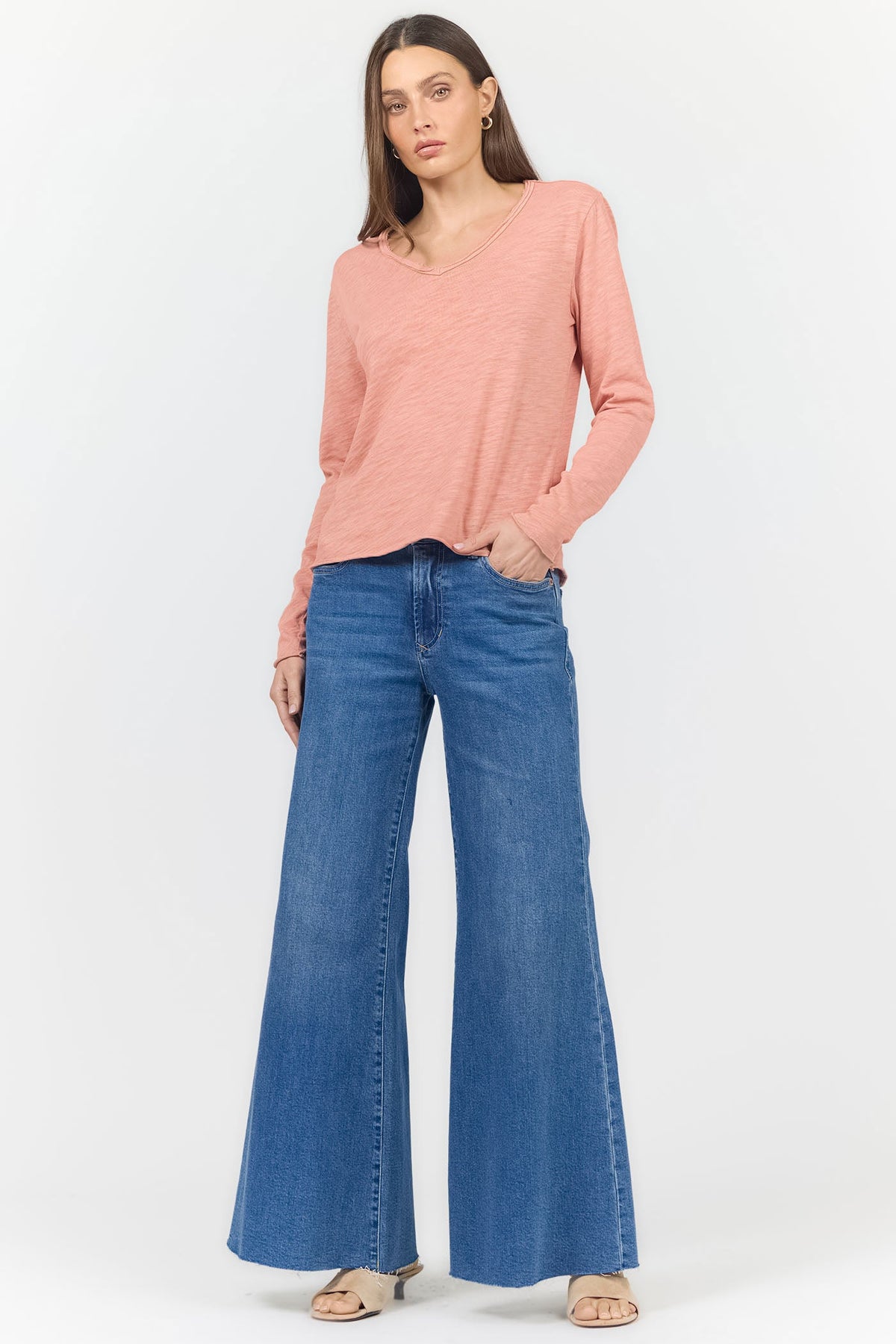 VANYA LONG SLEEVE TEE ROSE DAWN FULL — Dear John Denim