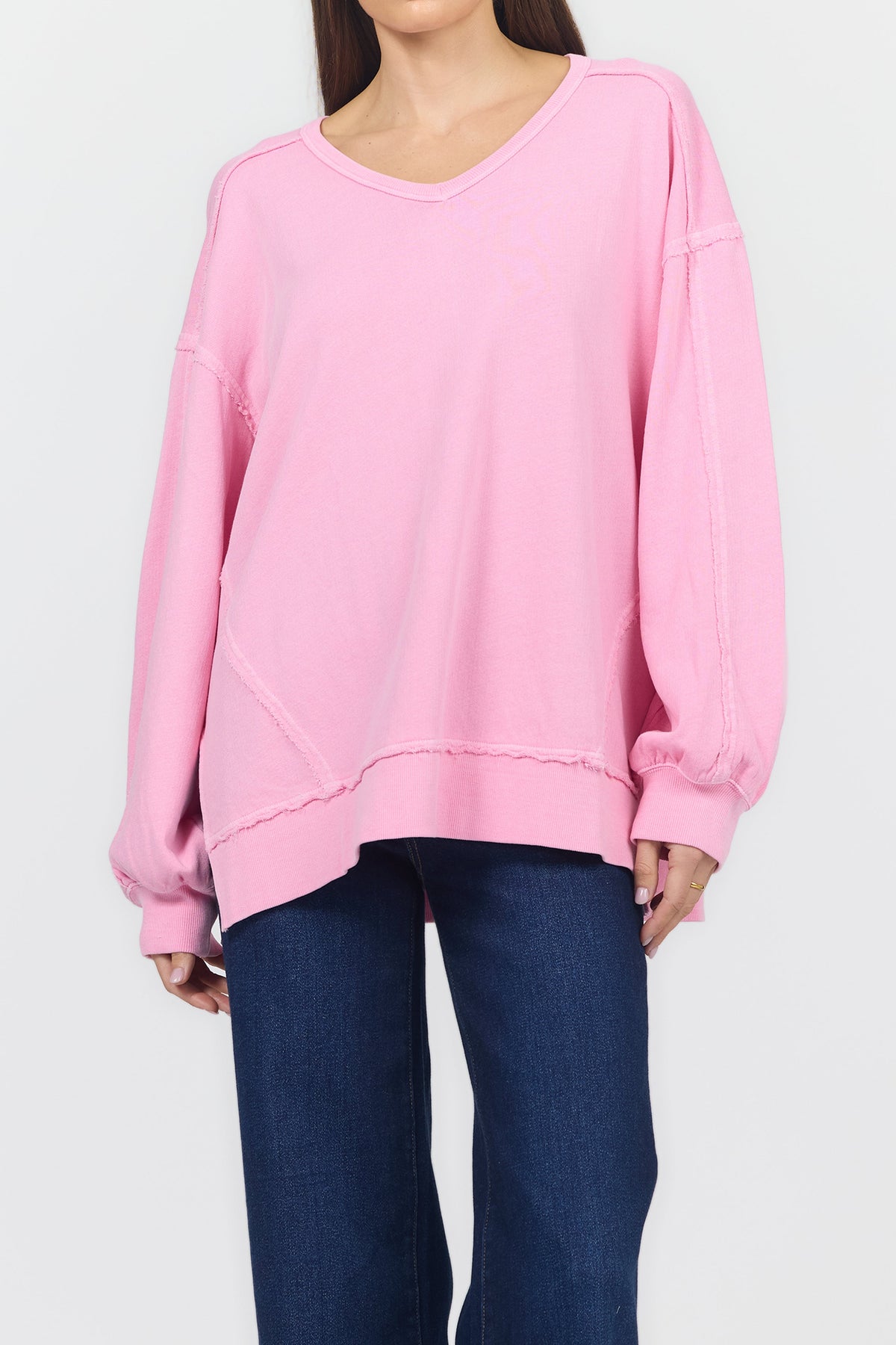 MONROE SWEATSHIRT CASHMERE ROSE FRONT — Dear John Denim