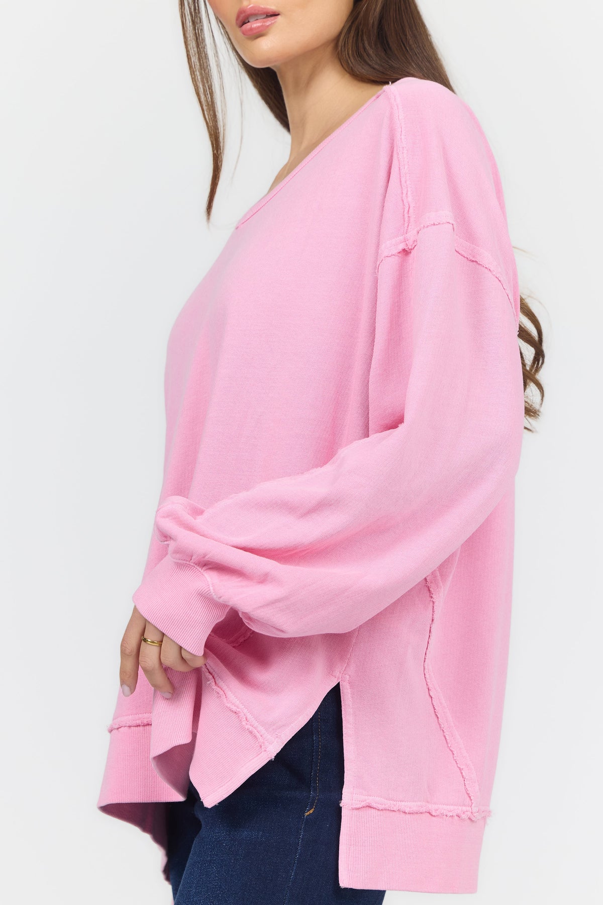 MONROE SWEATSHIRT CASHMERE ROSE SIDE — Dear John Denim