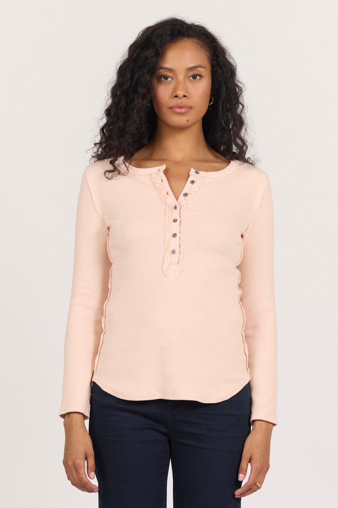 EDIE LONG SLEEVE TEE CAMEO ROSE FRONT