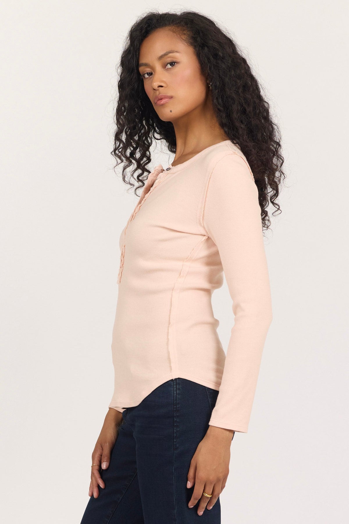 EDIE LONG SLEEVE TEE CAMEO ROSE SIDE — Dear John Denim