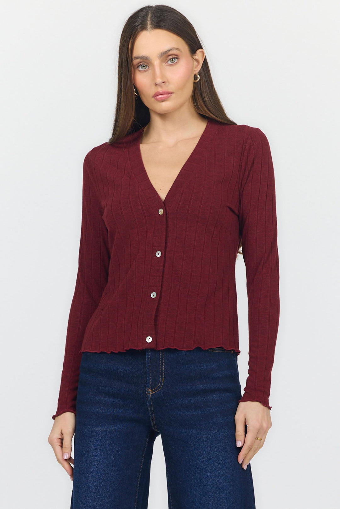 HOLLAND LONG SLEEVE TOP BING CHERRY FRONT