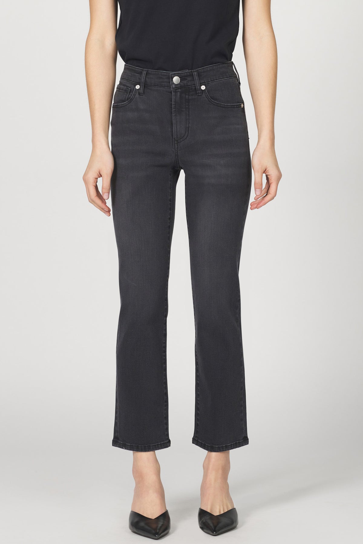 ANIKA MID RISE STRAIGHT LEG JEANS JET SET FRONT — Dear John Denim
