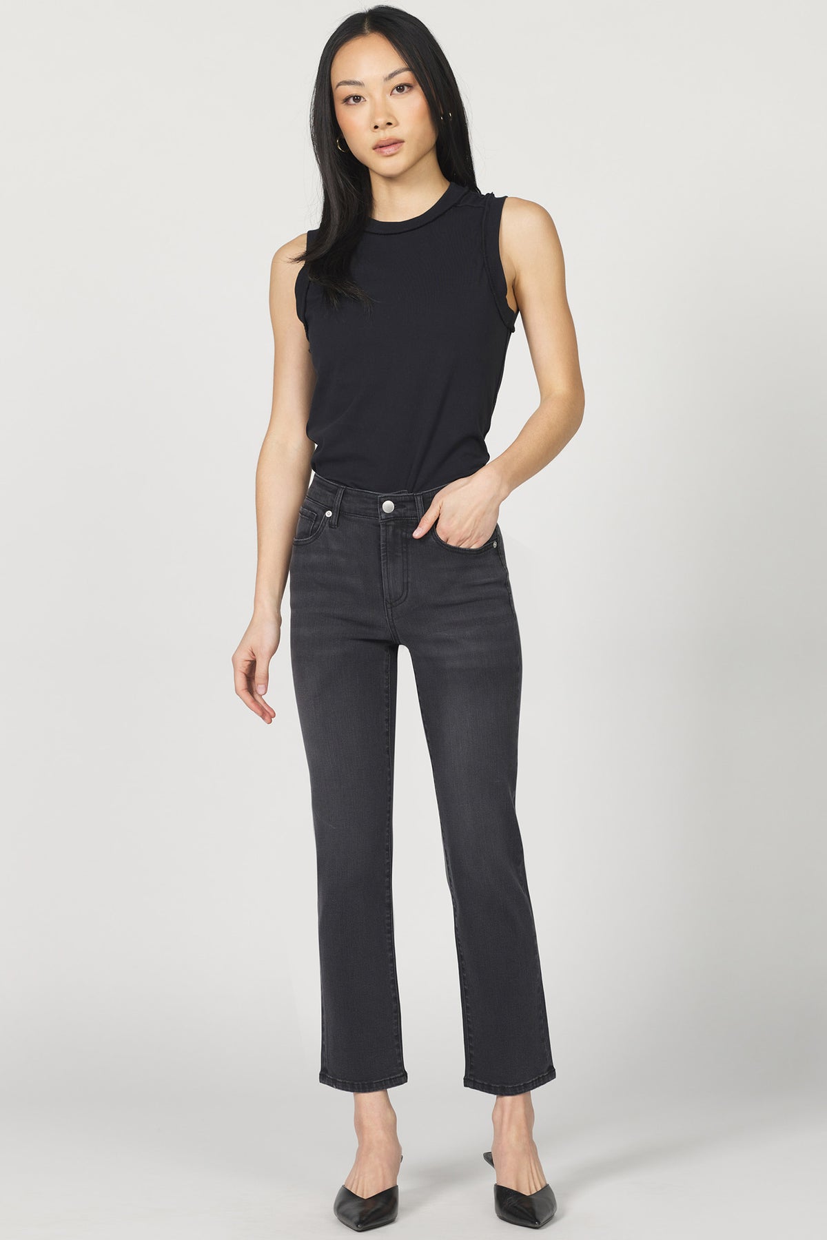 ANIKA MID RISE STRAIGHT LEG JEANS JET SET FULL — Dear John Denim