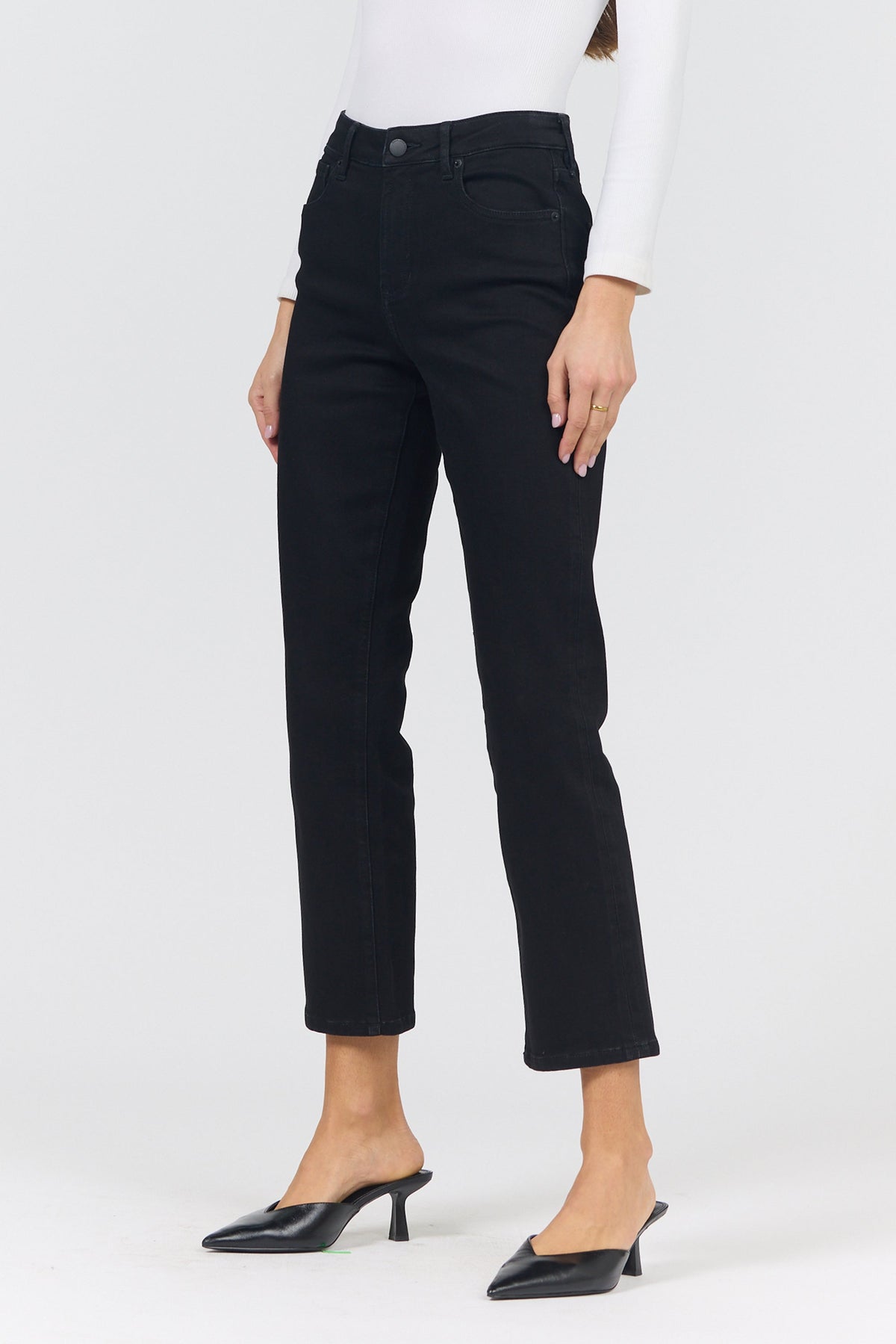 ANIKA STRAIGHT LEG JEAN BLACK ARROW SIDE — Dear John Denim