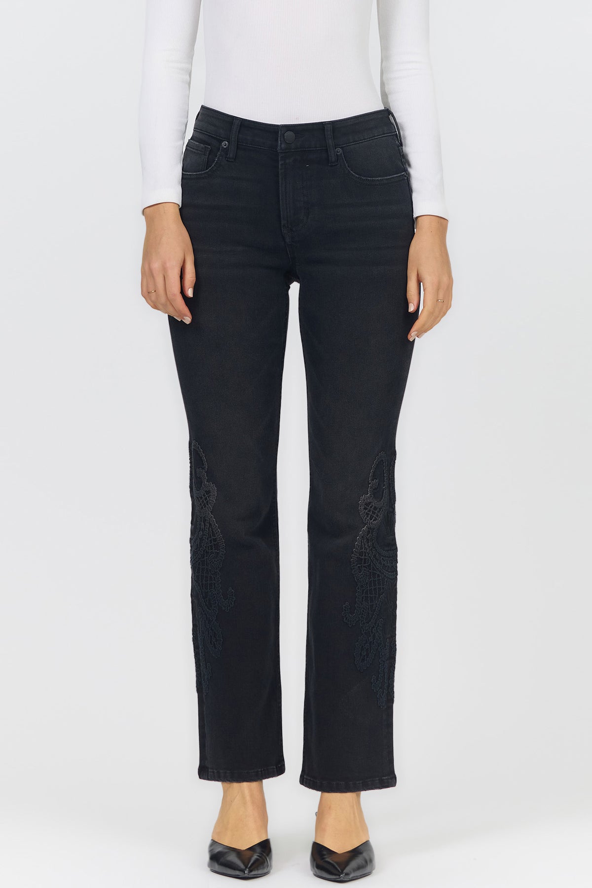 JAXTYN MID RISE STRAIGHT LEG JEANS BLACKTHORNE FRONT — Dear John Denim