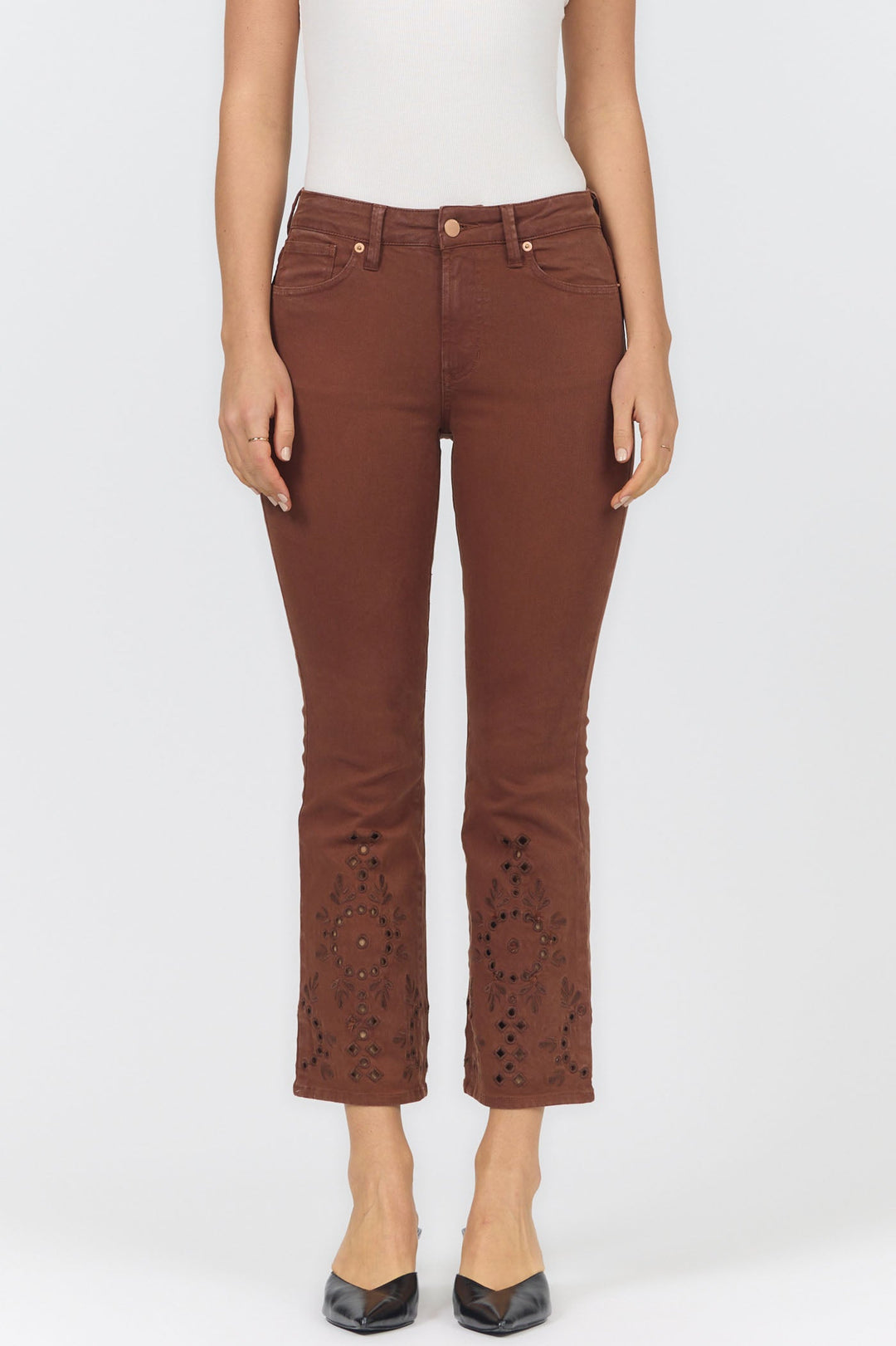 JEANNE FLARE JEAN CAPPUCCINO FRONT