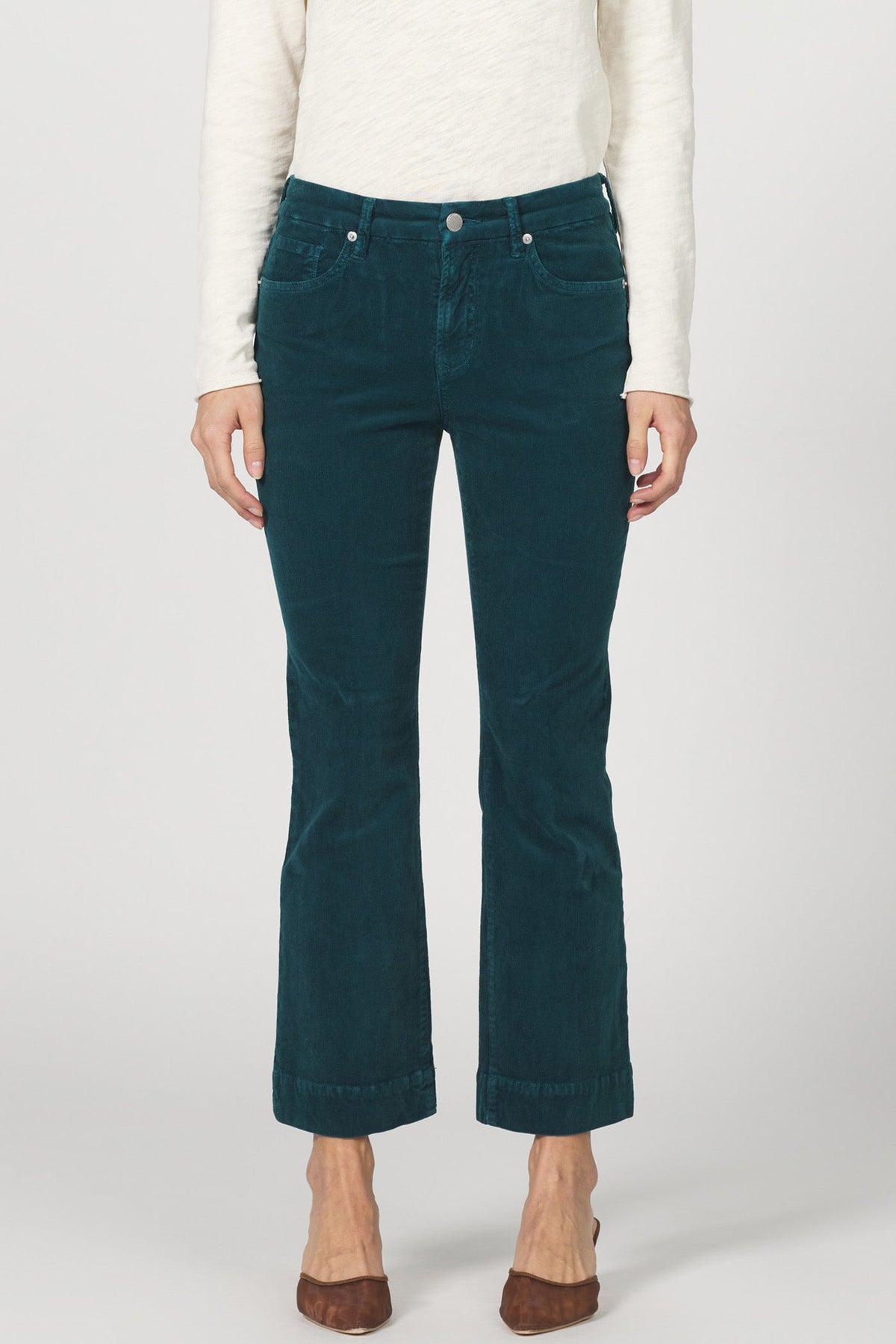 jeanne-flare-pant-dark-sea-corduroy — Dear John Denim