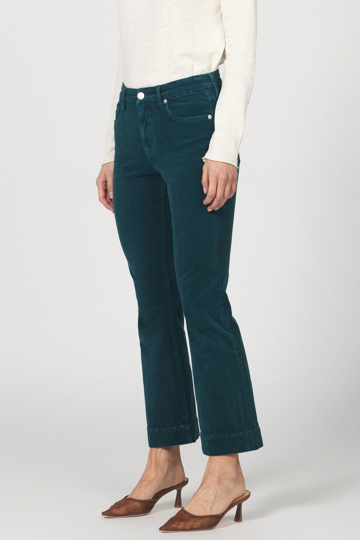 jeanne-flare-pant-dark-sea-corduroy — Dear John Denim