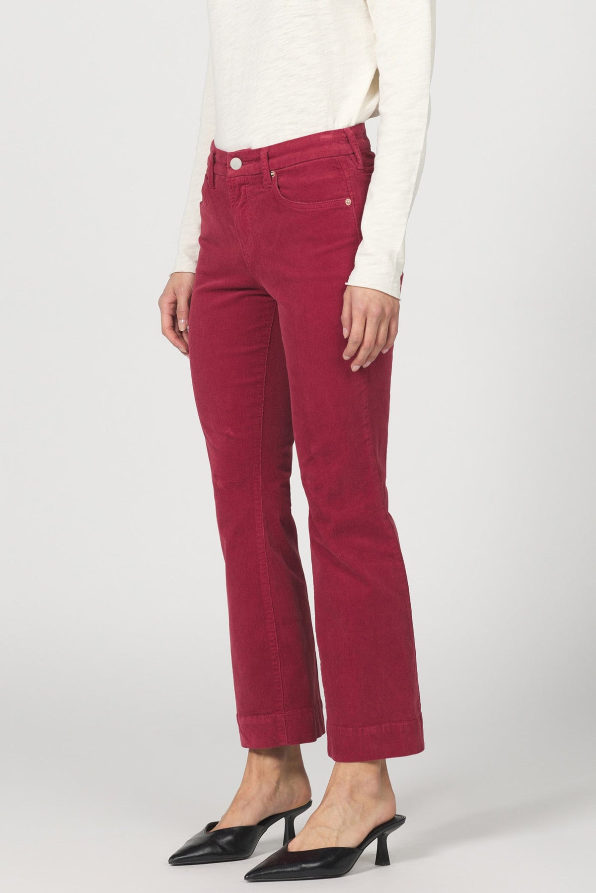 jeanne-flare-pant-red-ochre-corduroy — Dear John Denim