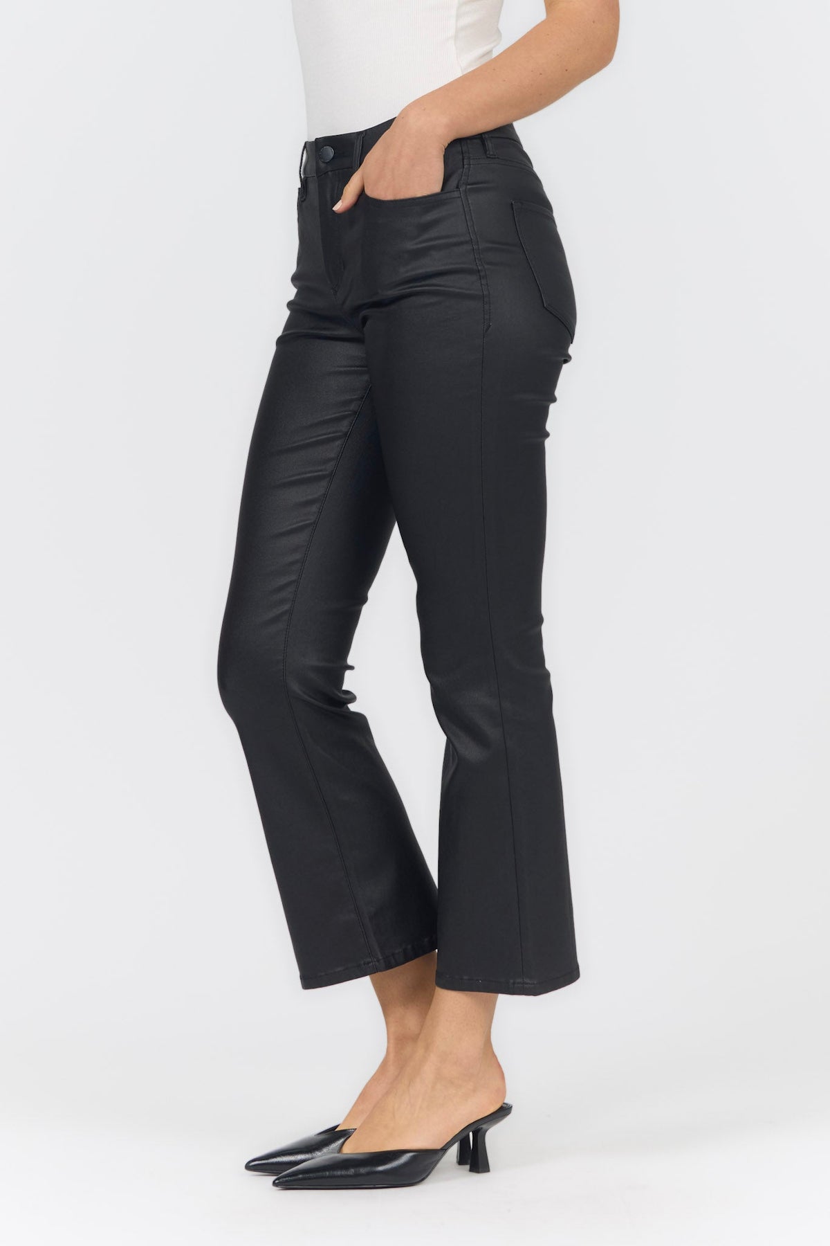 JEANNE FLARE PANT BLACK SIDE — Dear John Denim