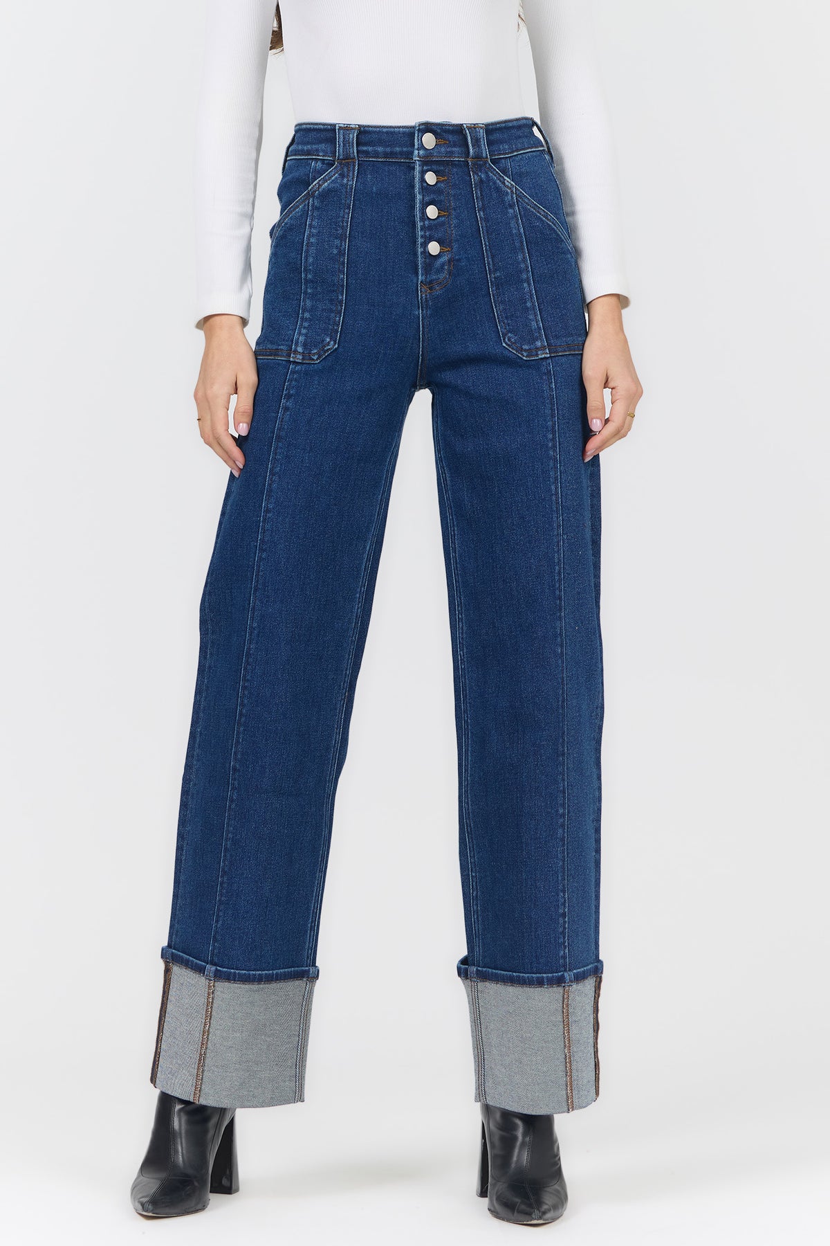 HOLLY HIGH RISE STRAIGHT LEG JEANS NORWOOD FRONT — Dear John Denim