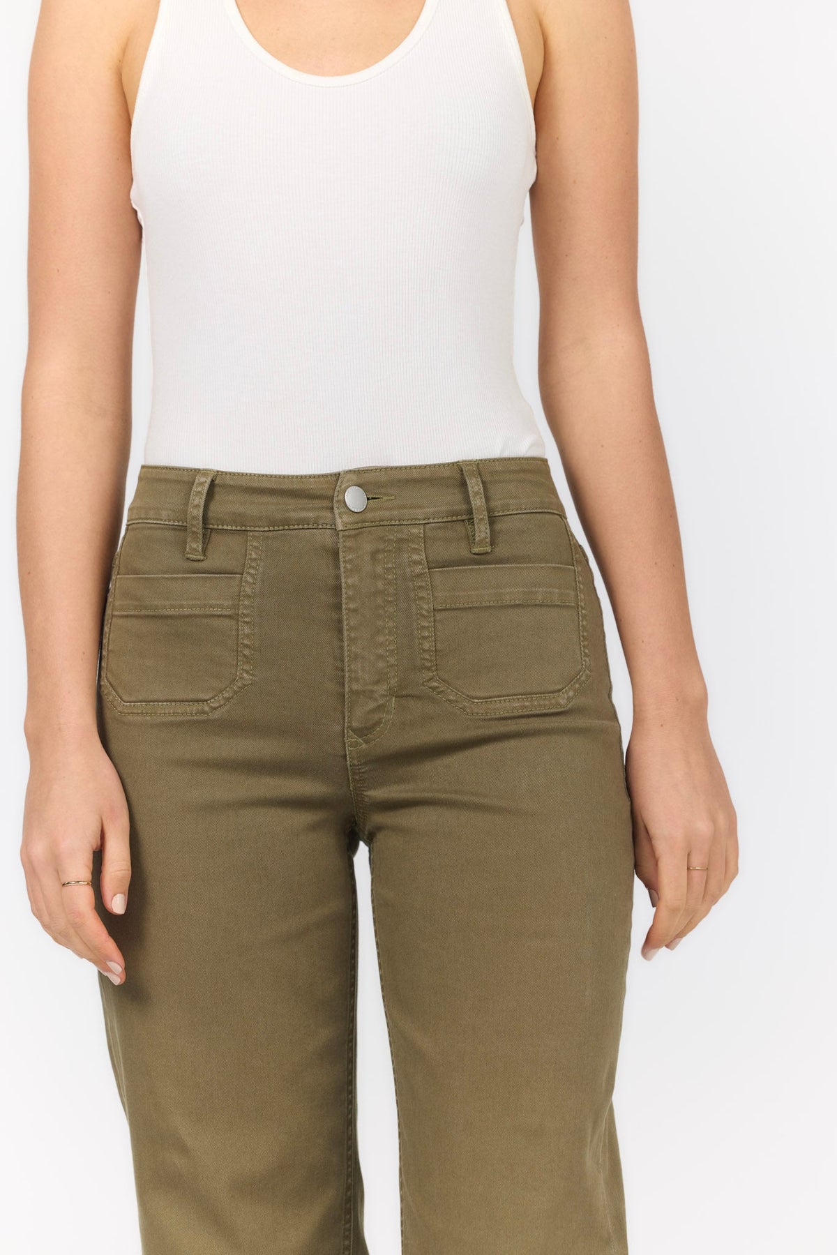 HOLLY STRAIGHT LEG JEAN OLIVE BRANCH DETAIL — Dear John Denim