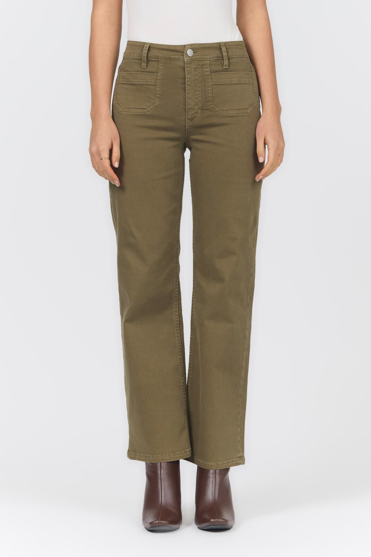 HOLLY STRAIGHT LEG JEAN OLIVE BRANCH FRONT — Dear John Denim