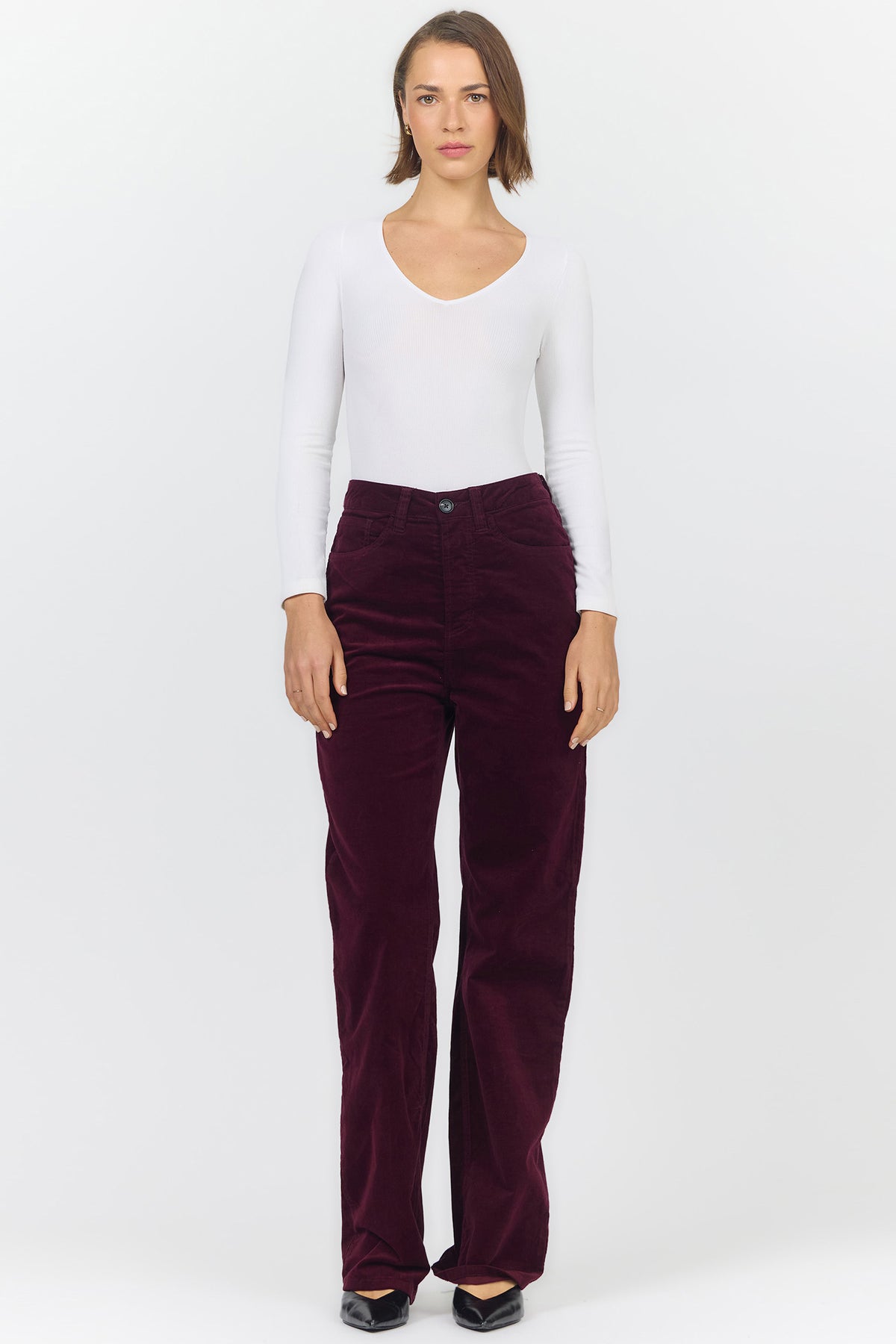 HOLLY HIGH RISE STRAIGHT LEG PANTS FIG FULL — Dear John Denim
