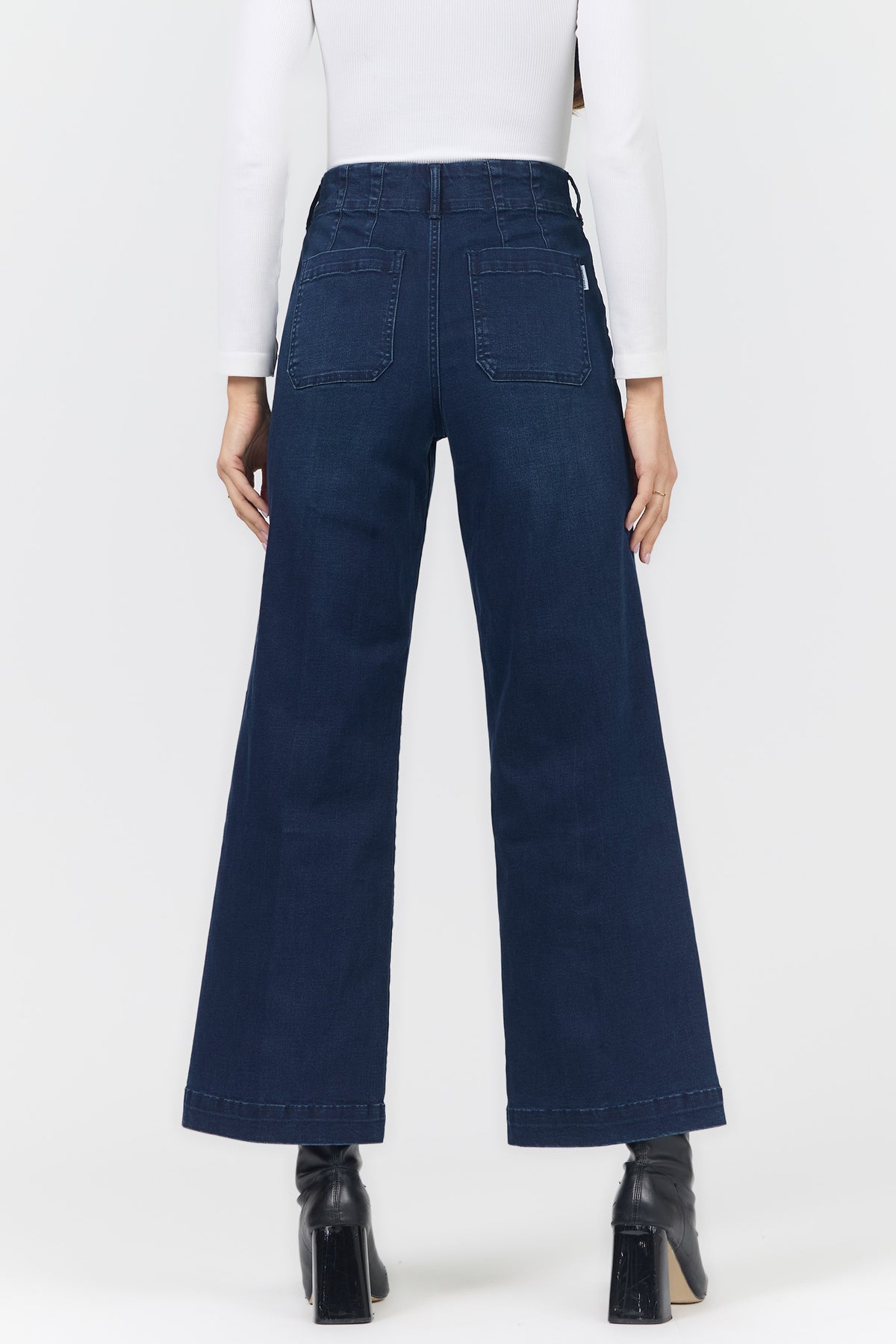 AUDREY HIGH RISE WIDE LEG JEANS ROSELLE BACK — Dear John Denim