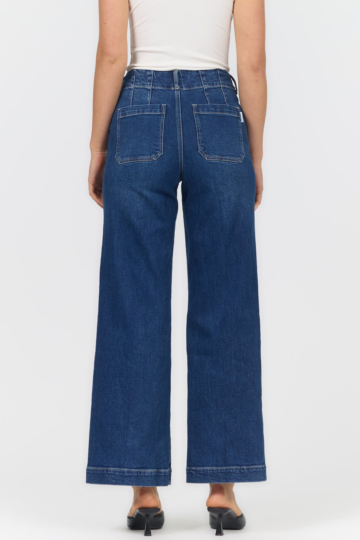 AUDREY HIGH RISE WIDE LEG JEANS FRAWLEY BACK — Dear John Denim
