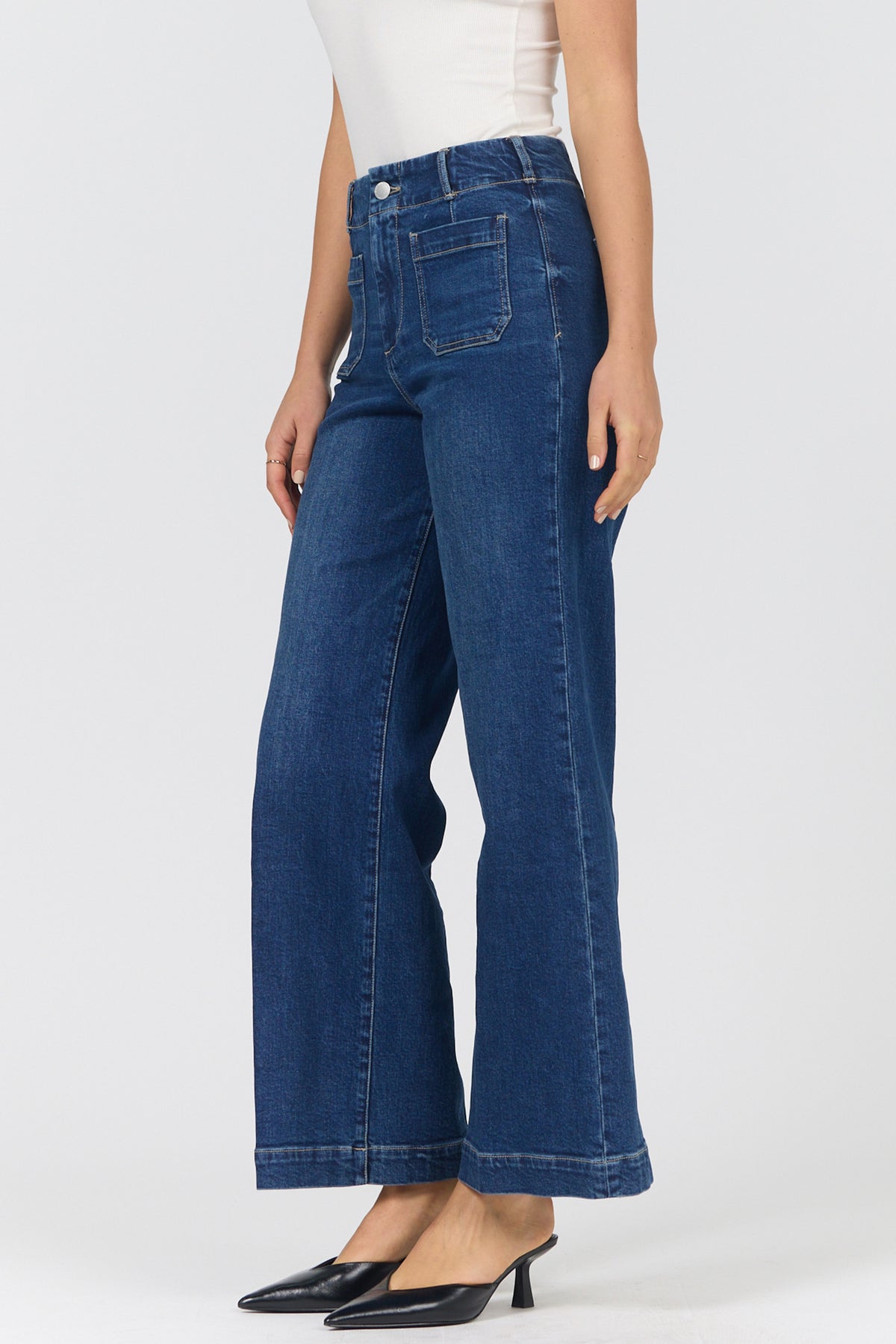 AUDREY HIGH RISE WIDE LEG JEANS FRAWLEY SIDE — Dear John Denim