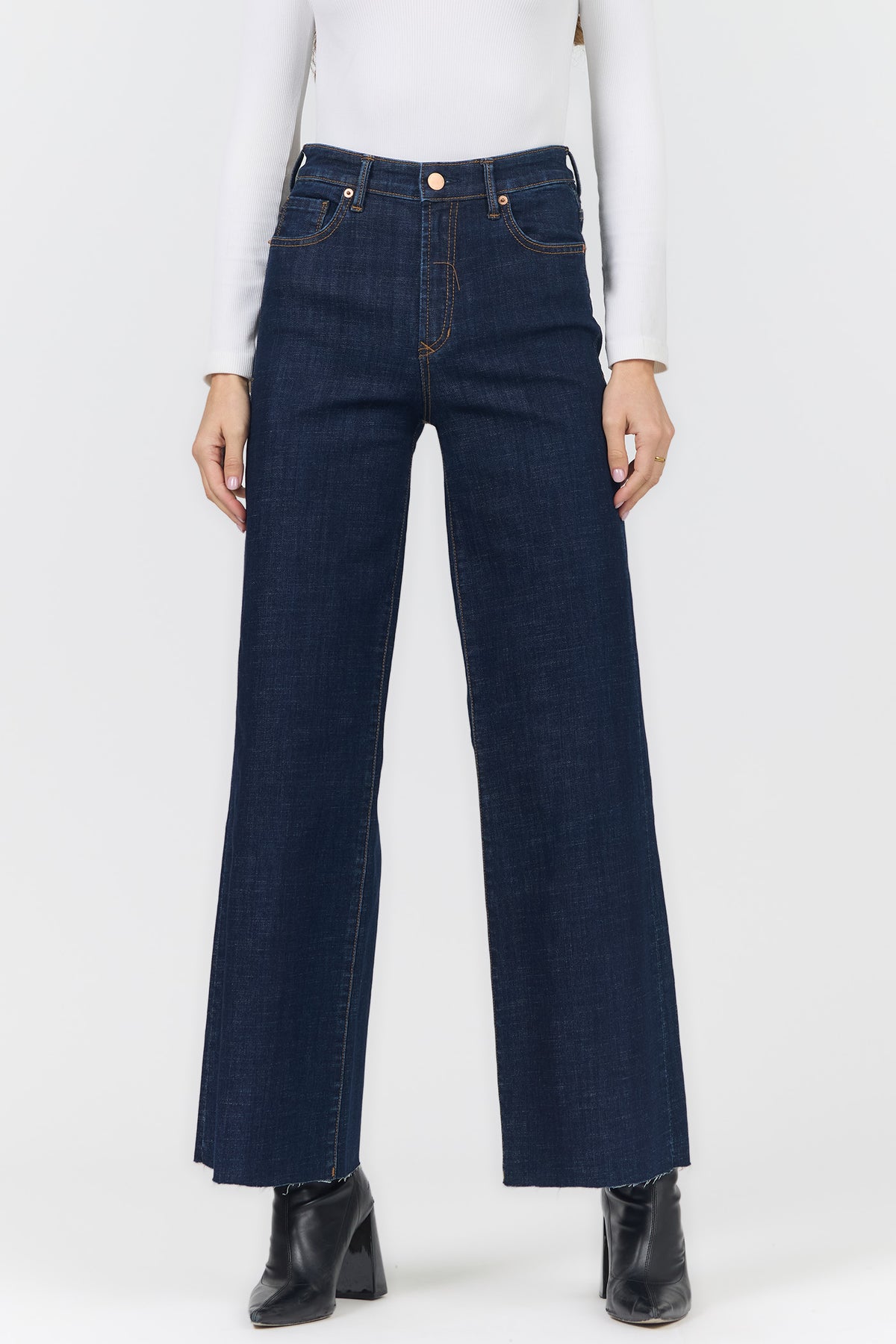 FIONA HIGH RISE WIDE LEG JEANS ANCHOR FRONT — Dear John Denim