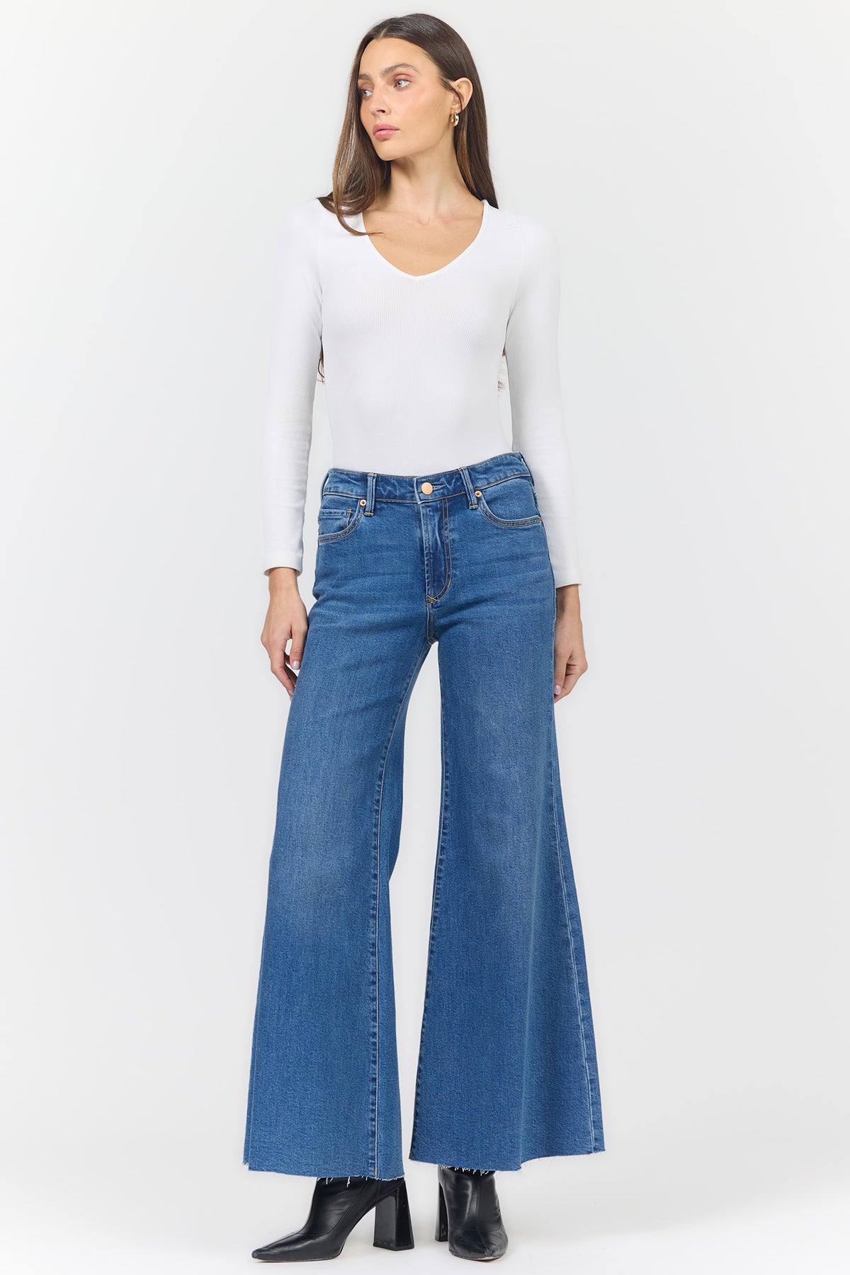 HENDRIX MID RISE WIDE LEG JEANS SOBRANCE FULL — Dear John Denim