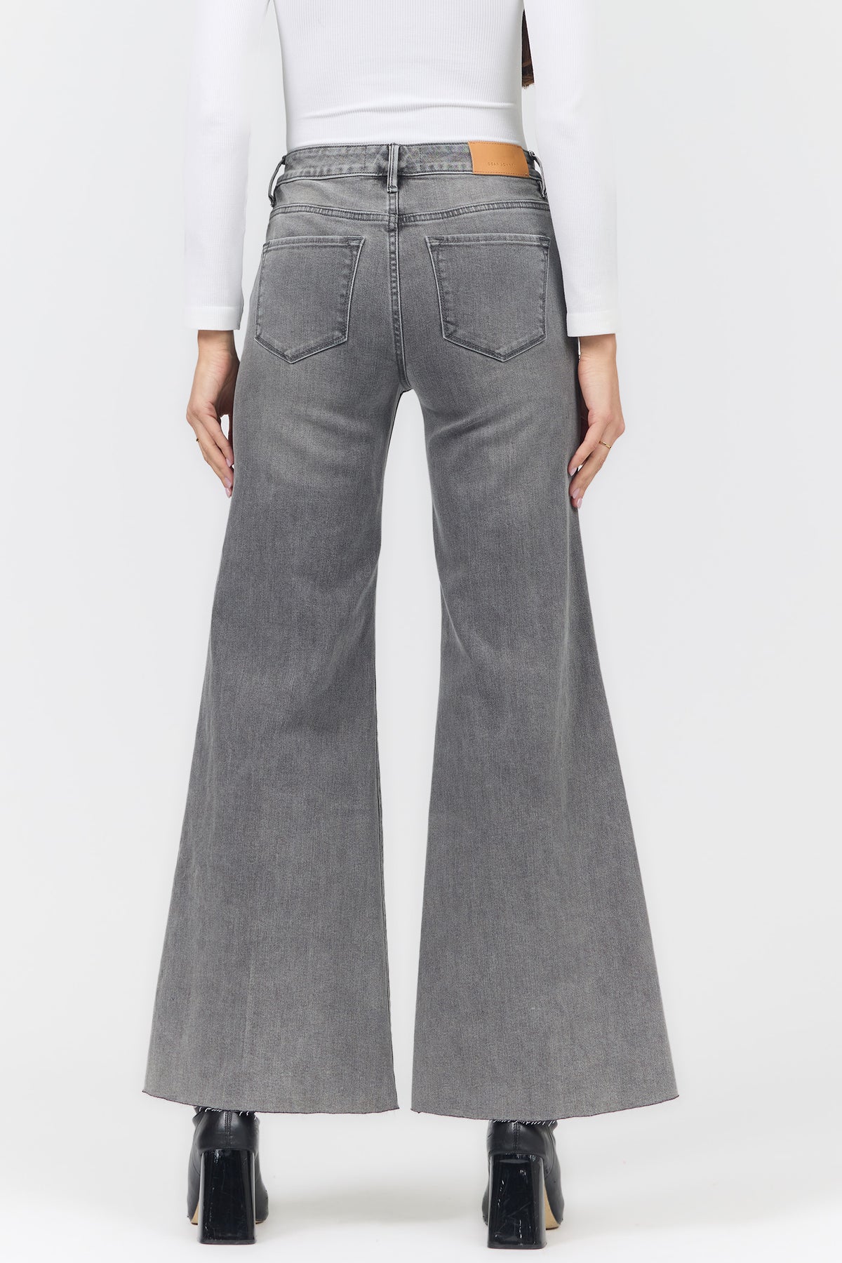 HENDRIX MID RISE WIDE LEG JEANS STONEY LANE BACK — Dear John Denim