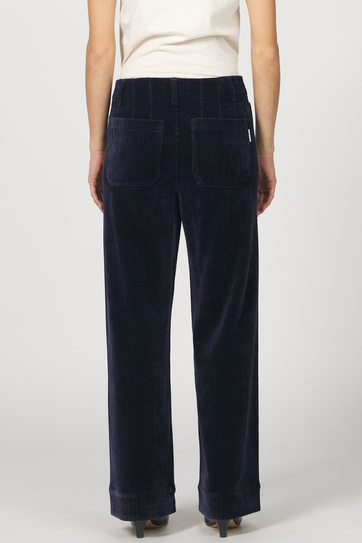 AUDREY HIGH RISE WIDE LEG PANTS BLACK IRIS BACK — Dear John Denim