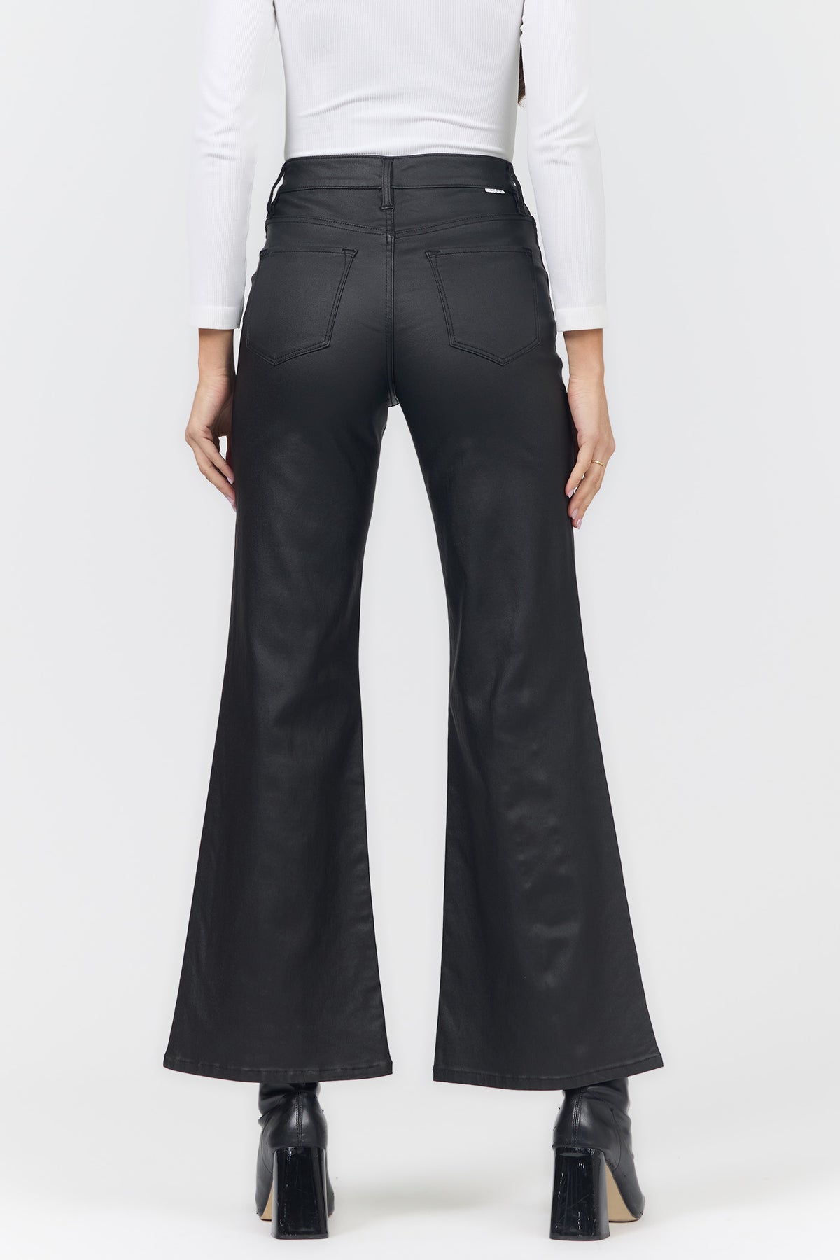 FIONA HIGH RISE WIDE LEG PANTS BLACK BACK — Dear John Denim