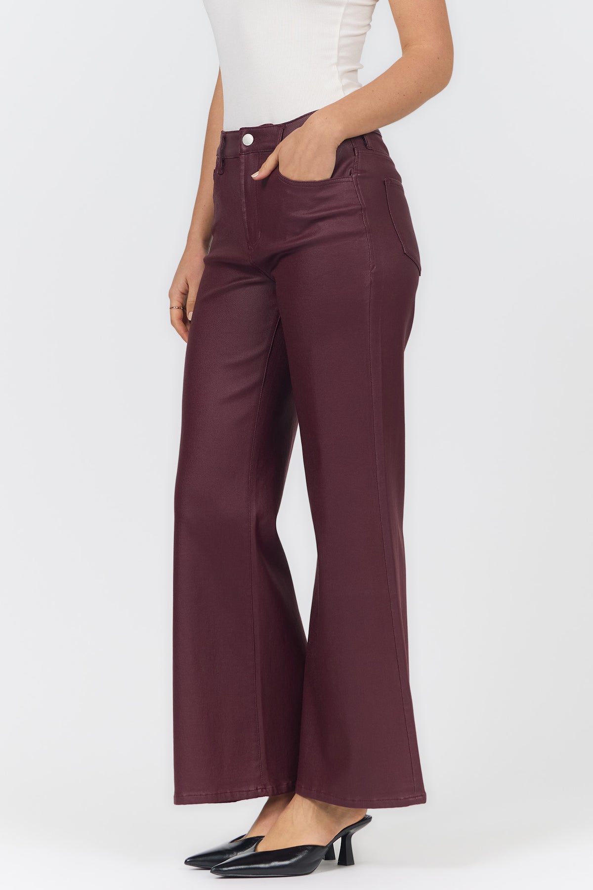 FIONA HIGH RISE WIDE LEG PANTS FIG SIDE — Dear John Denim